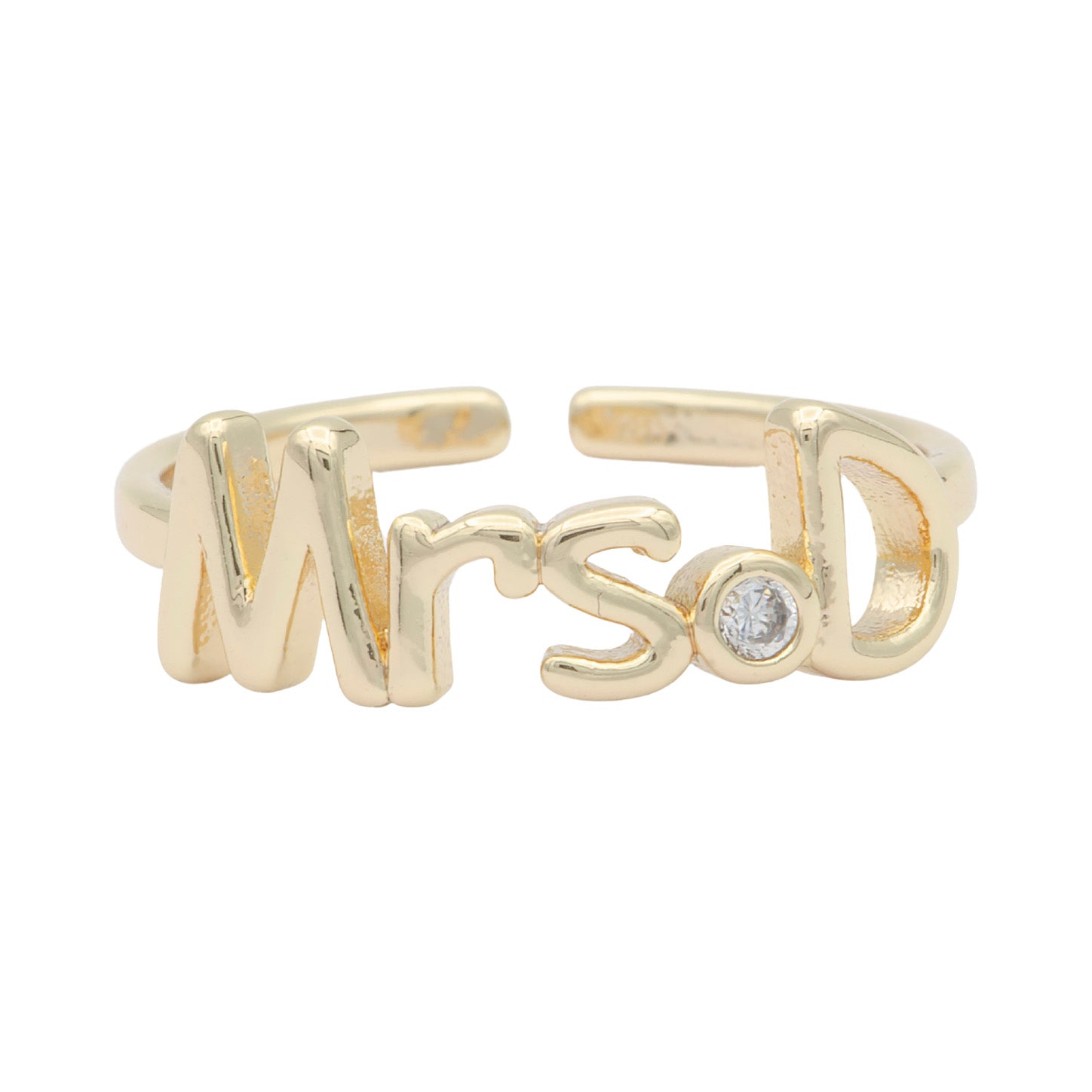 Dainty Mrs Ring Gold Letter Minimalist Initial Name Ring Adjustable Engagement Gift - DLUXCA