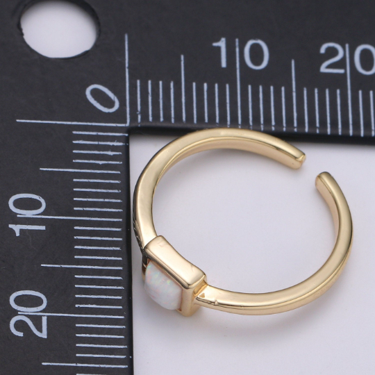 Dainty Opal ring- cocktail gemstone ring - Gold ring - Thin Gold Open ring - Adjustable Gold band ring for Stackable Jewelry - DLUXCA