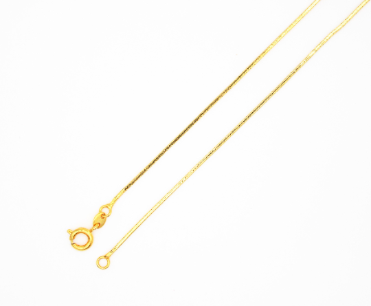 Delicate 24K Gold Filled necklace chain, Jewelry Supply Gold Snake Chain Necklace Finished Chain 18, 24 inch 1mm thick "Yellow Gold Chain" - DLUXCA