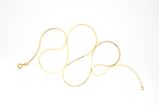 Delicate 24K Gold Filled necklace chain, Jewelry Supply Gold Snake Chain Necklace Finished Chain 18, 24 inch 1mm thick "Yellow Gold Chain" - DLUXCA