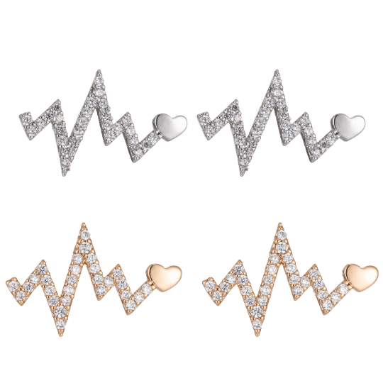 Electrocardiogram Curve Heart Beat Studs Earring 18k Gold FIlled Silver Minimalist Earring Gift for Front Line Hero Wedding Gift Women Studs - DLUXCA