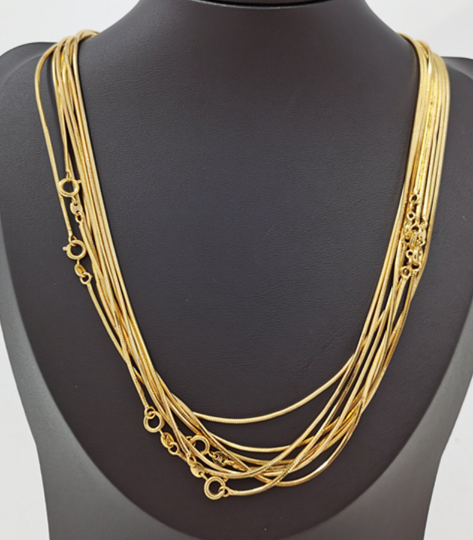 Delicate 24K Gold Filled necklace chain, Jewelry Supply Gold Snake Chain Necklace Finished Chain 18, 24 inch 1mm thick "Yellow Gold Chain" - DLUXCA