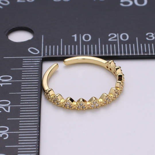 Crystal Heart Ring Gold Rings For Women Adjustable Ring Cz Ring Dainty Ring Minimalist Ring Bridesmaid Gift Pinky Open Ring Gold Jewelry - DLUXCA