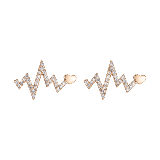 Electrocardiogram Curve Heart Beat Studs Earring 18k Gold FIlled Silver Minimalist Earring Gift for Front Line Hero Wedding Gift Women Studs - DLUXCA