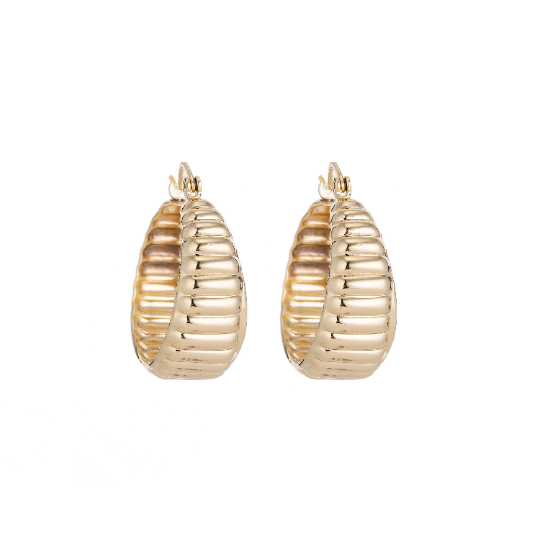 Gold Plated Bubble Huggies Earring Gold Jewelry Patterned Earrings Lightweight Jewelry - DLUXCA