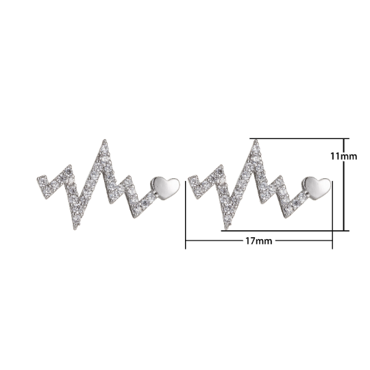 Electrocardiogram Curve Heart Beat Studs Earring 18k Gold FIlled Silver Minimalist Earring Gift for Front Line Hero Wedding Gift Women Studs - DLUXCA