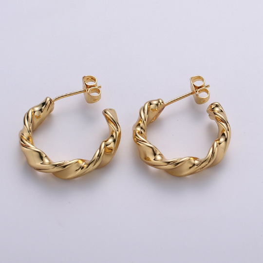 Bold Stud Earrinng Gold Croissant Hoops in Gold • Minimalist Earrings Gold Vermeil in Sterling Silver • Stud Earrings • Perfect Gift for Her - DLUXCA
