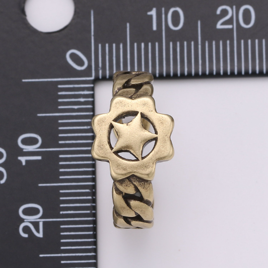 Antique Gold Ring Band, Star Ring, Unique Adjustable Band Ring Man Open ring for Men Women unisex ring Bold Ring - DLUXCA