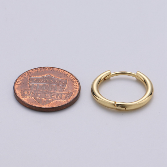 Mini Round hoop earrings, 18mm, 14K gold plated brass, Nickel free, Earrings making, Simple Round hoop 1 pair hoops - DLUXCA