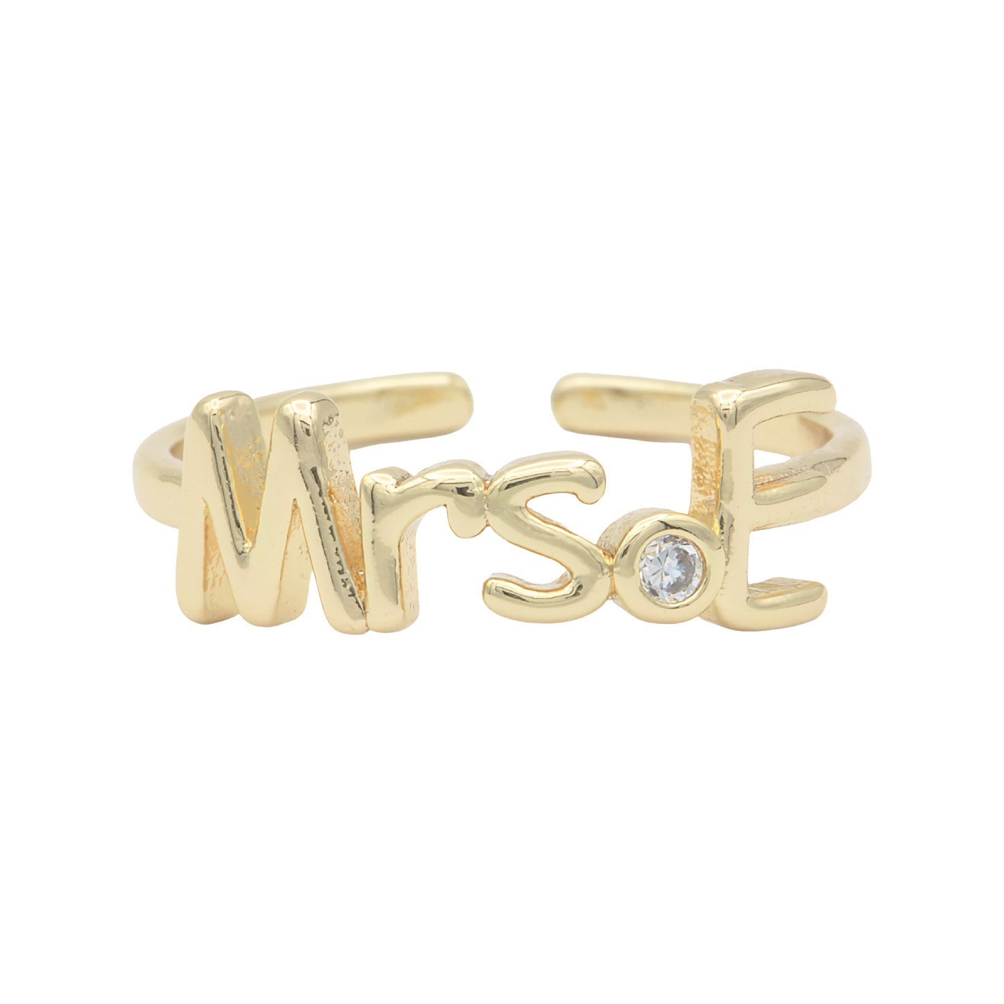 Dainty Mrs Ring Gold Letter Minimalist Initial Name Ring Adjustable Engagement Gift - DLUXCA