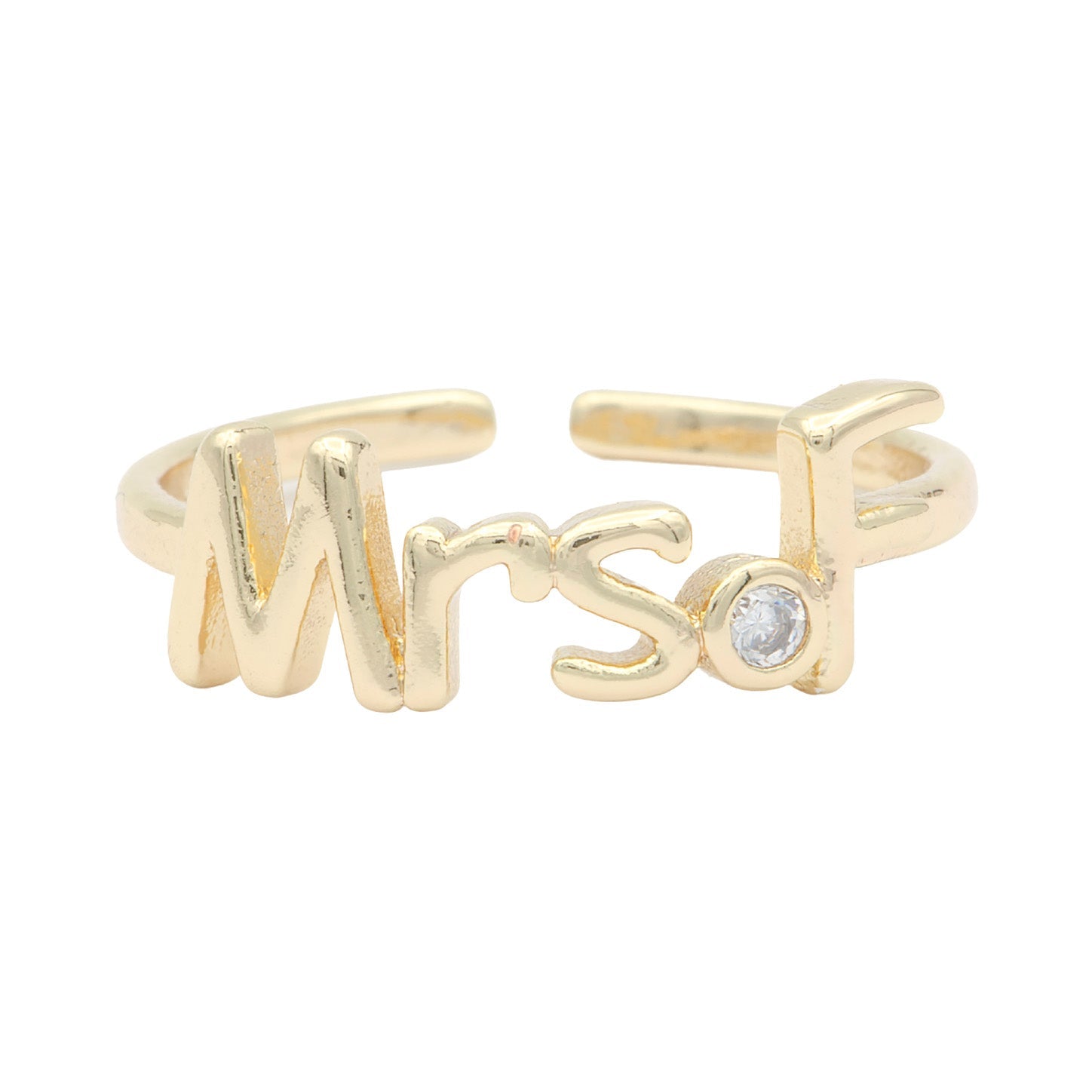 Dainty Mrs Ring Gold Letter Minimalist Initial Name Ring Adjustable Engagement Gift - DLUXCA