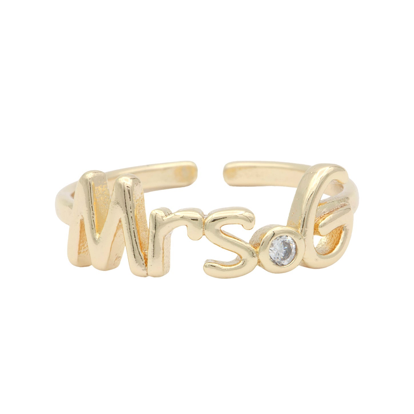 Dainty Mrs Ring Gold Letter Minimalist Initial Name Ring Adjustable Engagement Gift - DLUXCA