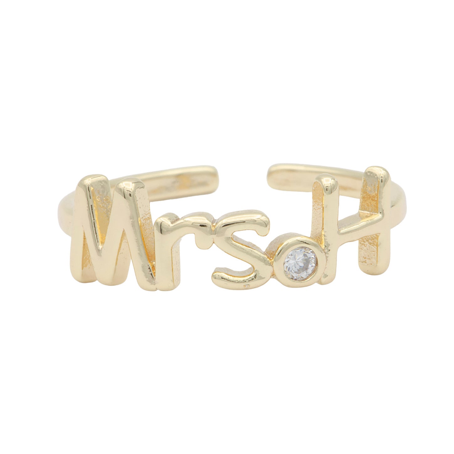 Dainty Mrs Ring Gold Letter Minimalist Initial Name Ring Adjustable Engagement Gift - DLUXCA