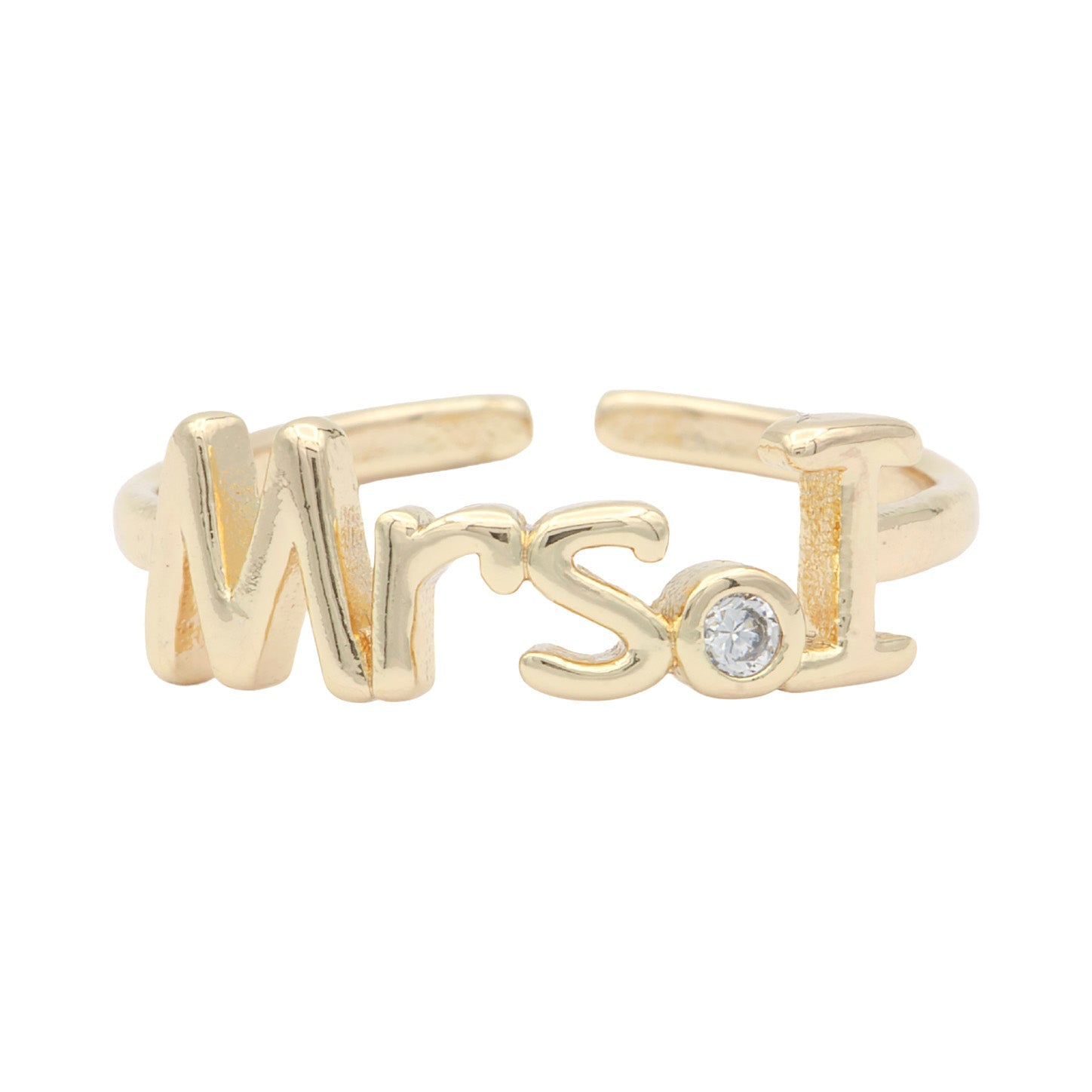 Dainty Mrs Ring Gold Letter Minimalist Initial Name Ring Adjustable Engagement Gift - DLUXCA