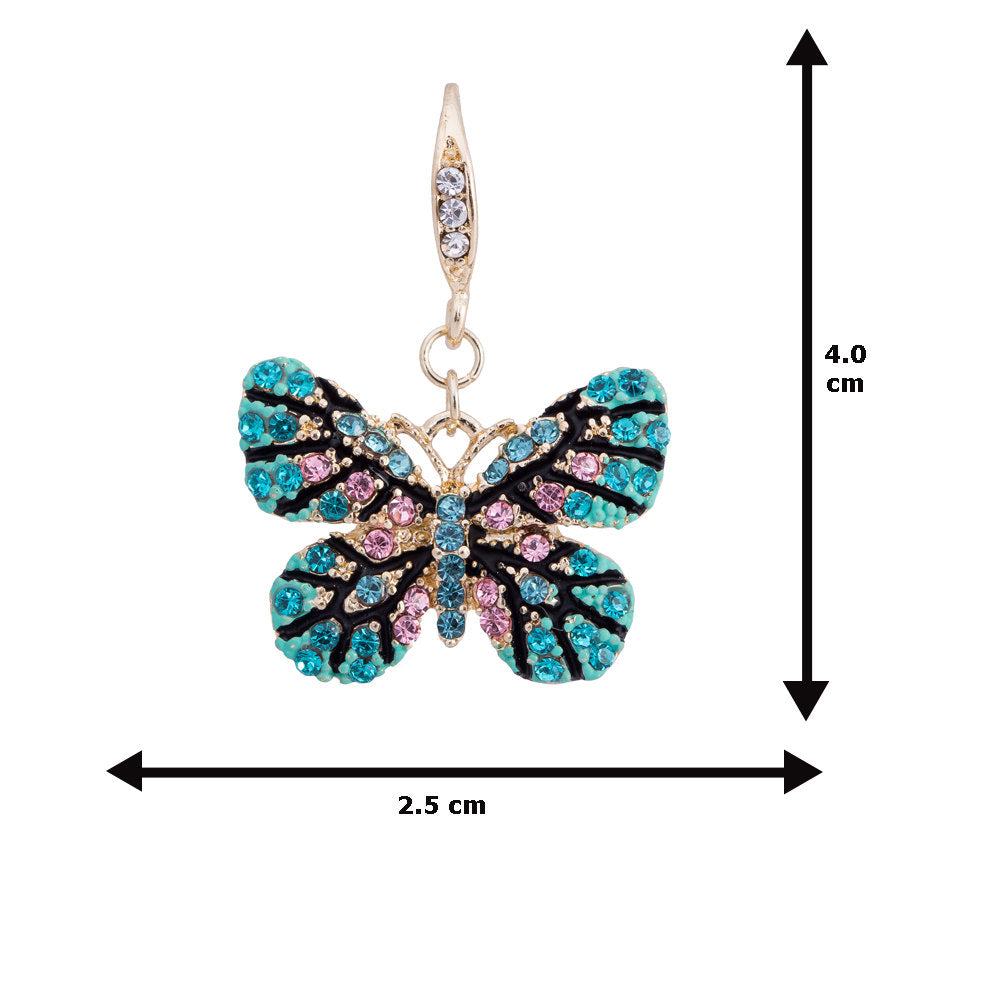 DongStar Fashion Gold Filled Jewelry Zirconia Crystal Elegant Turquoise Butterfly Hook Casual Earrings Precious Moments - DLUXCA