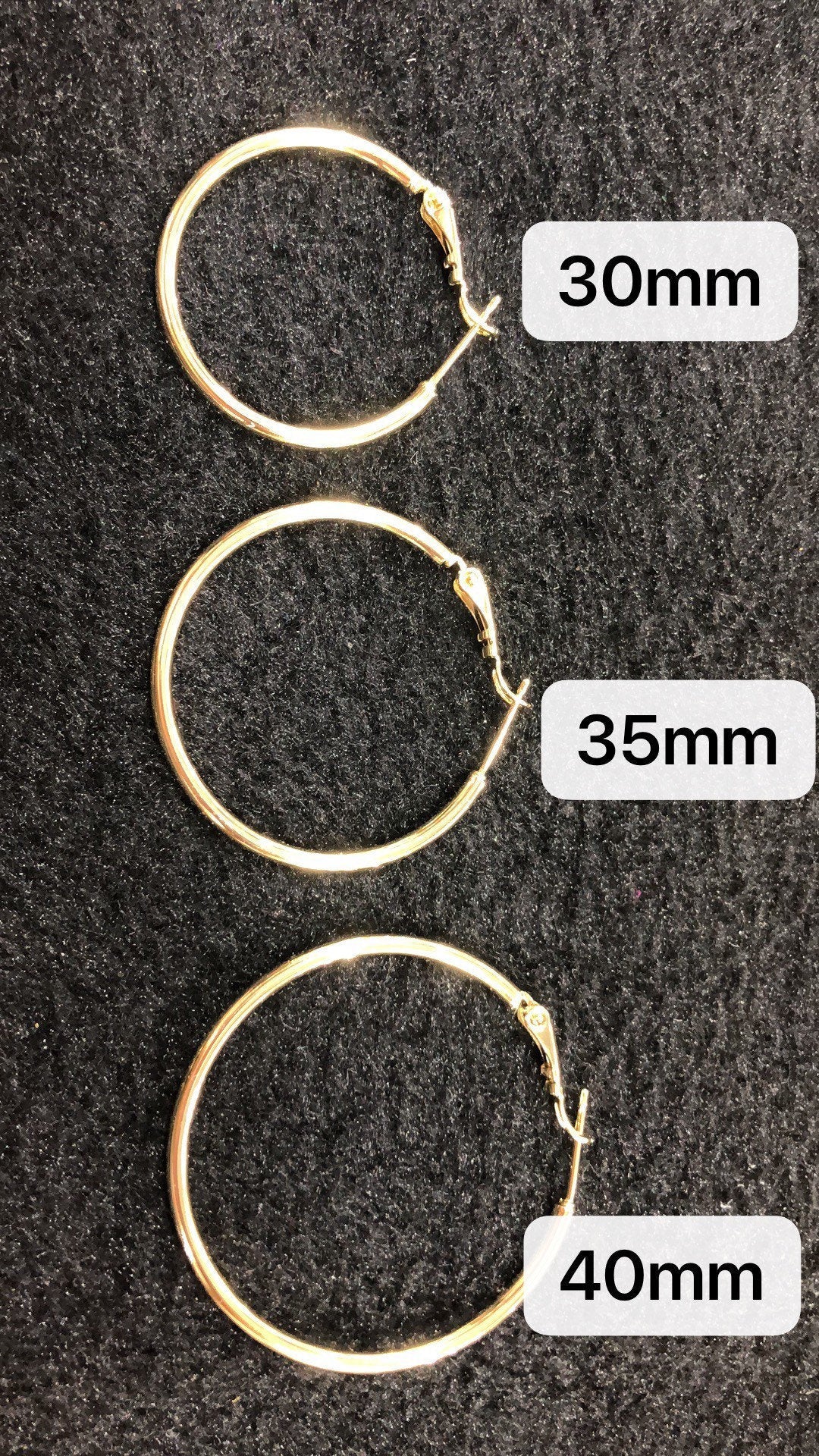 Gold Hoop Earring, 14K Gold Filled Hoop Earring One Pair Hoop Earring Sizes 30mm 35mm 40mm 50mm 60mm 70mm Every Day Hoop Earring Lightweight - DLUXCA