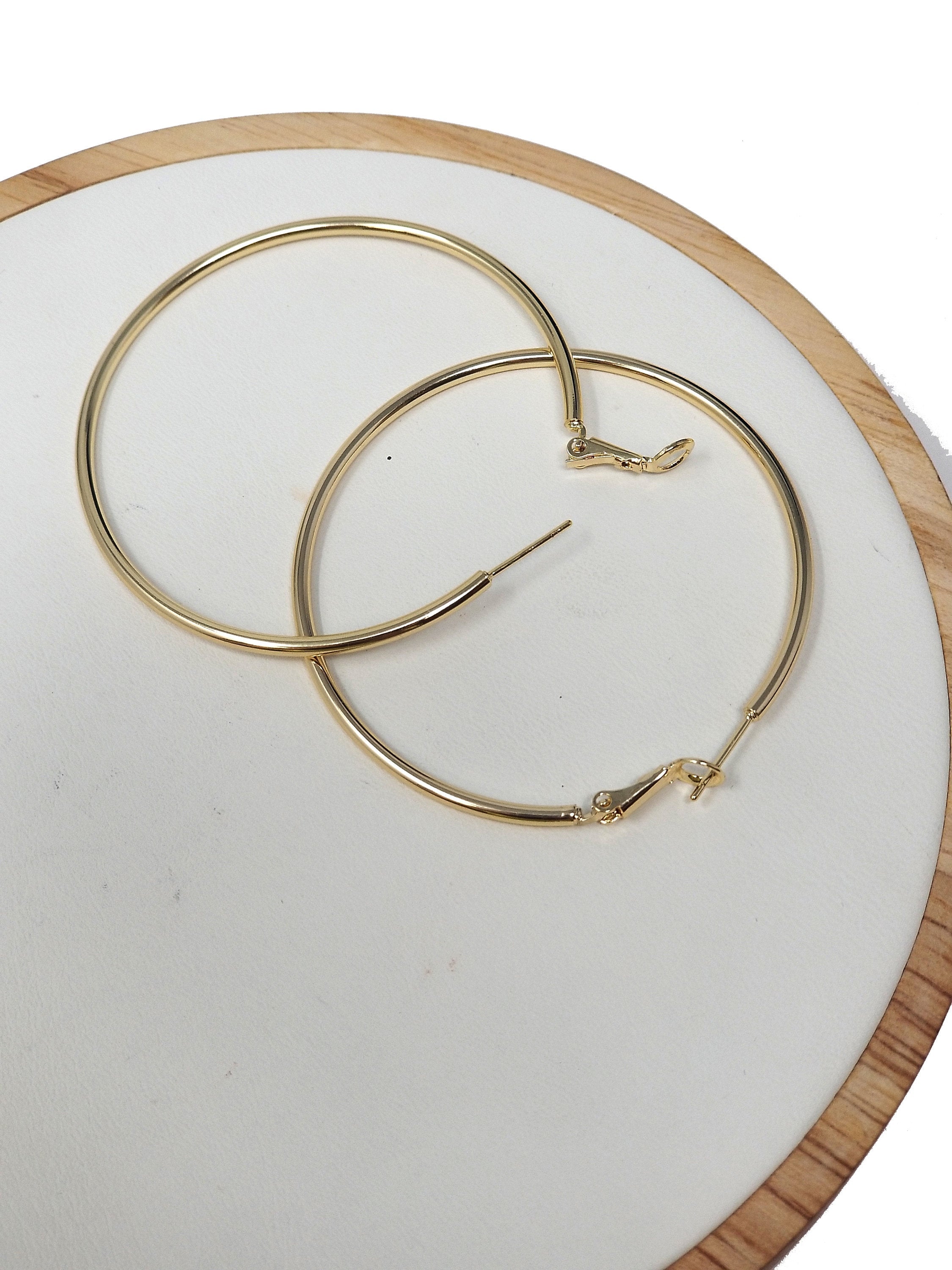 50mm 55mm Gold filled Hoops Earrings w/Clutch, 14k Gold-Filled Findings 1 Pair 1mm Gold Filled Hoops, Hoop Earrings - DLUXCA