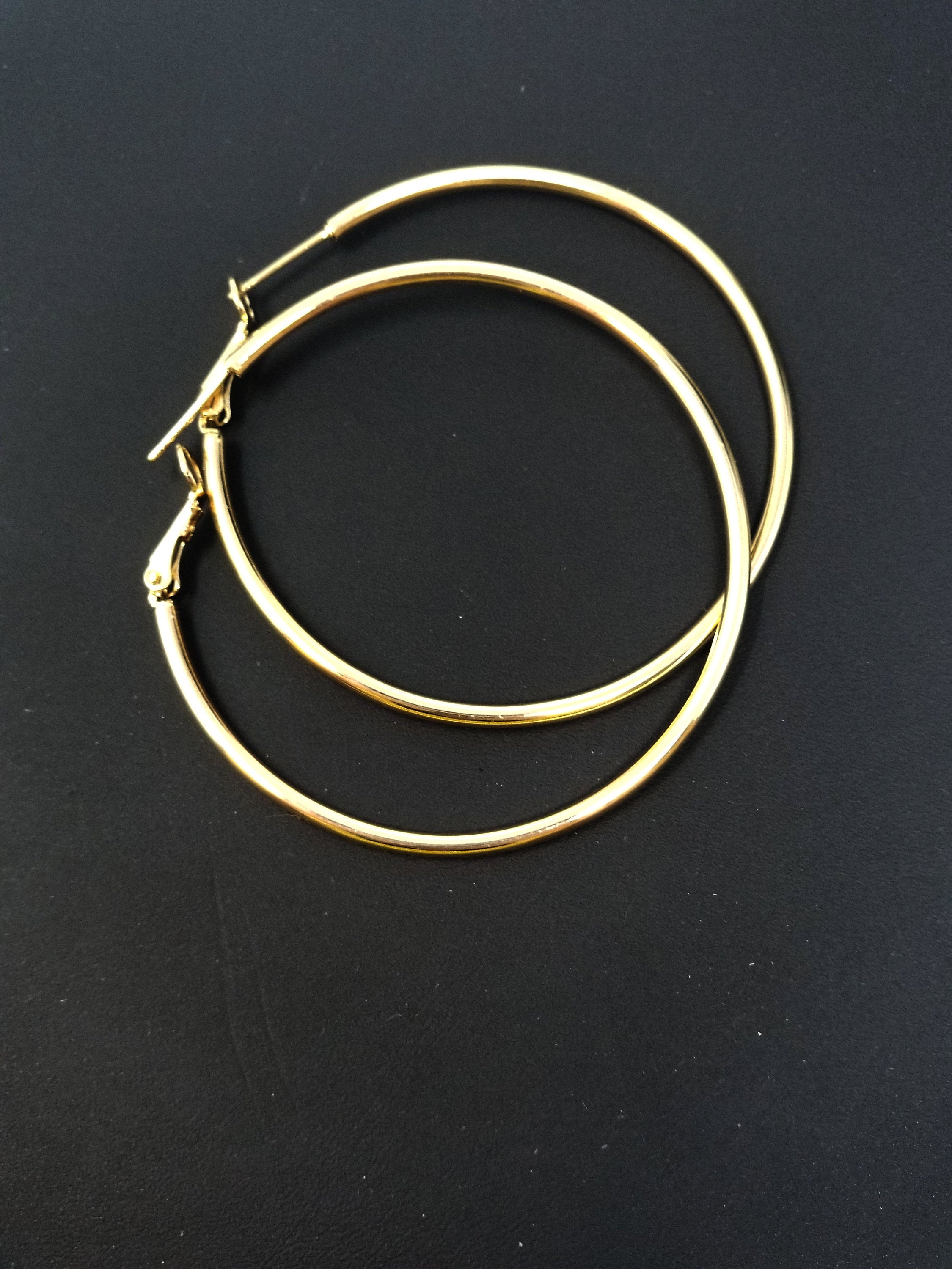 50mm 55mm Gold filled Hoops Earrings w/Clutch, 14k Gold-Filled Findings 1 Pair 1mm Gold Filled Hoops, Hoop Earrings - DLUXCA