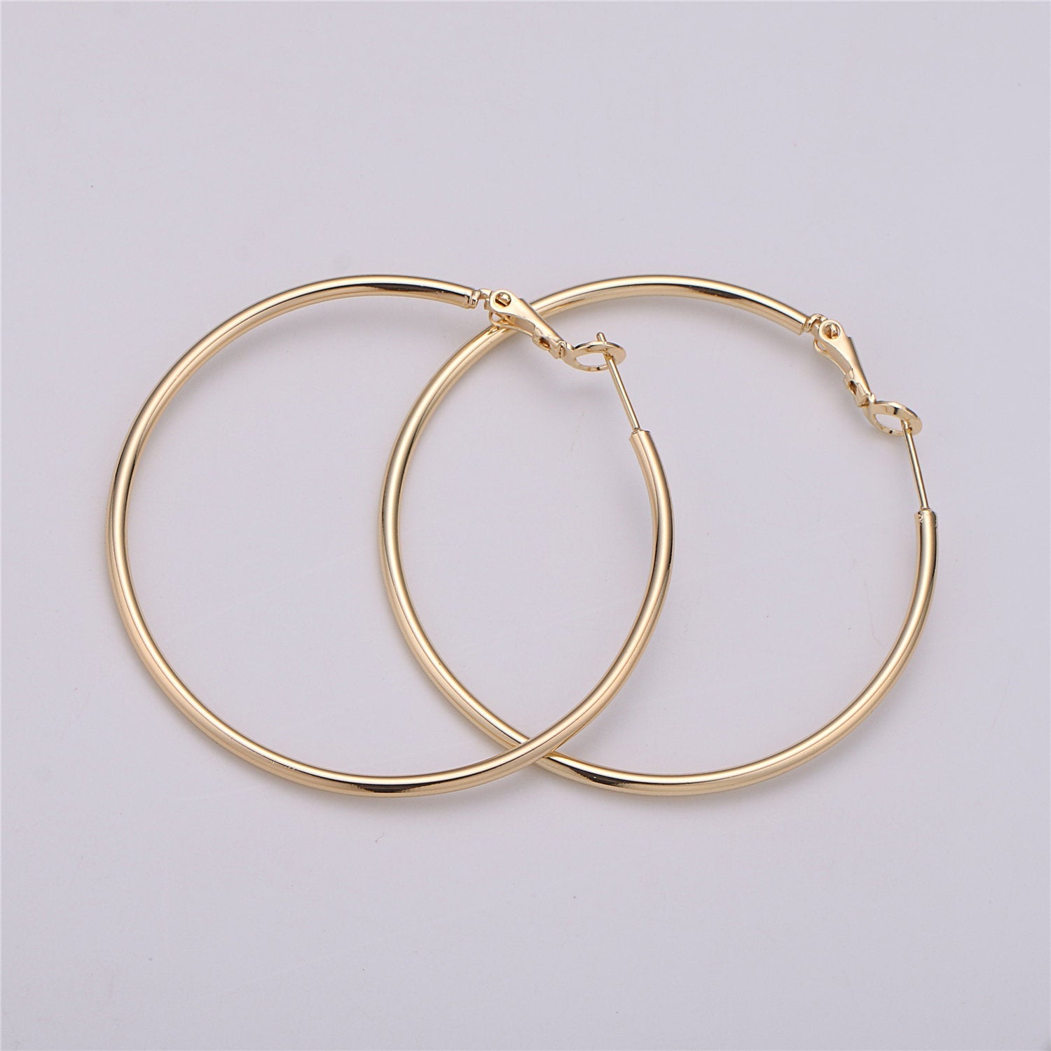 50mm 55mm Gold filled Hoops Earrings w/Clutch, 14k Gold-Filled Findings 1 Pair 1mm Gold Filled Hoops, Hoop Earrings - DLUXCA