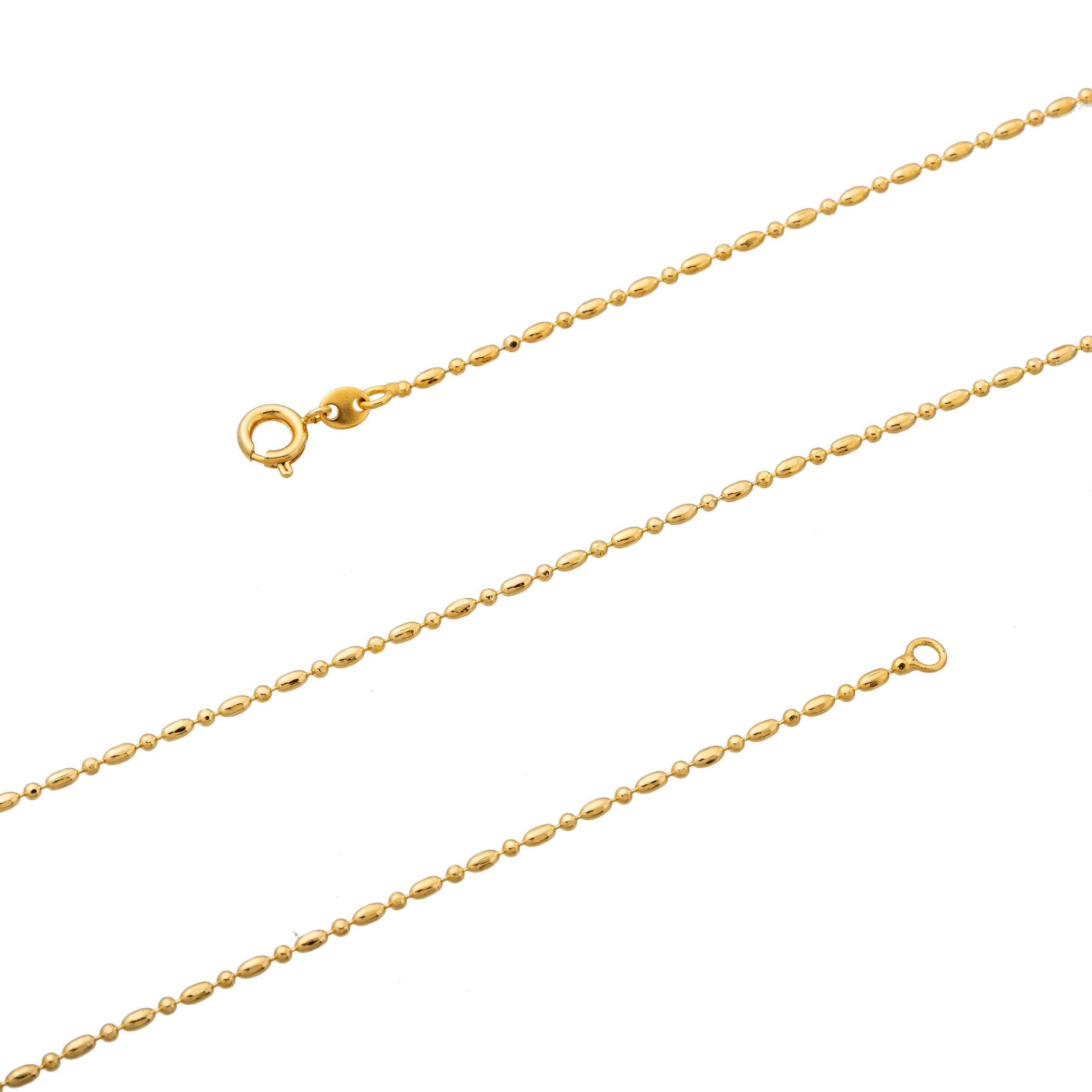 Dainty 24K Gold-Filled 1mm Bead Chain Necklace in 17.5 inch Length Finished Ball Chain Ready to Wear with Spring Clasp Chain Replacement - DLUXCA