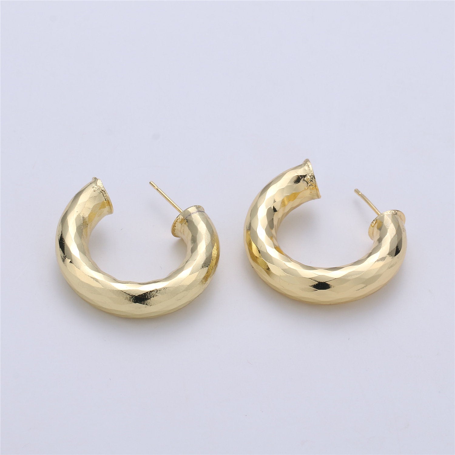 Thick Gold Hoop Earring, Chunky Gold Hoop, Medium Gold Hoop Earring, Open Hoop Earring, Tube Hoop Earring Lead, Nickel Free - DLUXCA