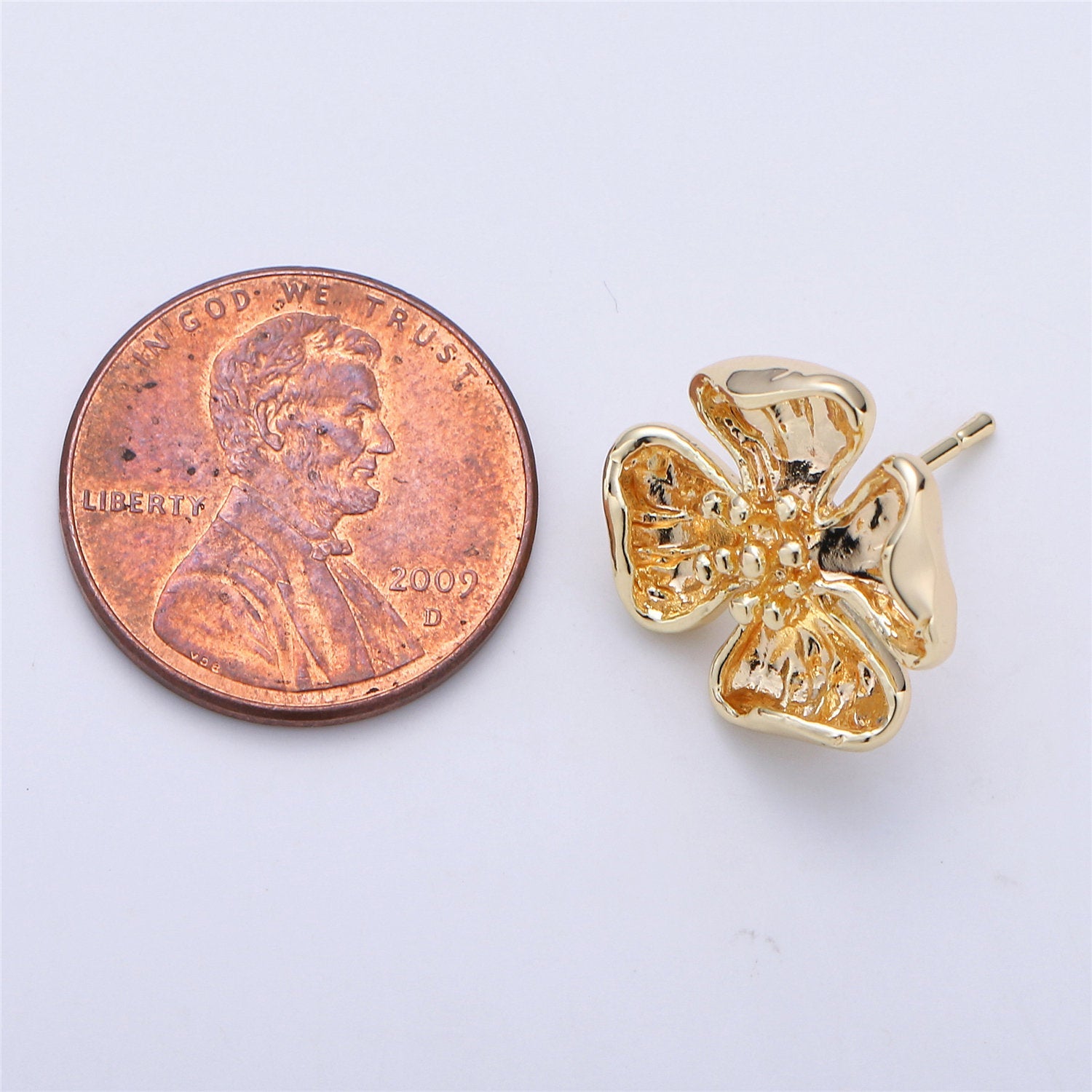 1 pair Stud Flower Earring Gold Filled Floral Earring Jewelry Component - DLUXCA