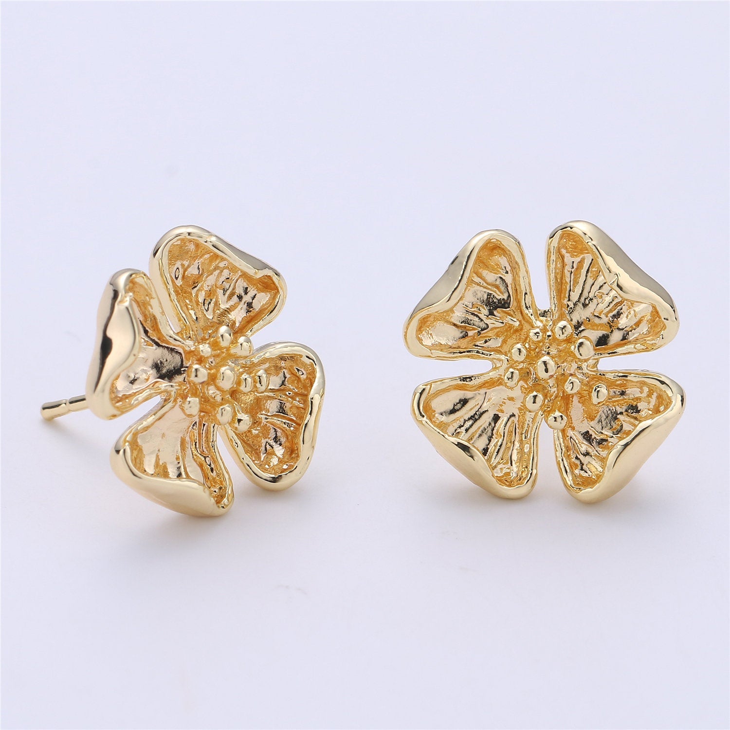 1 pair Stud Flower Earring Gold Filled Floral Earring Jewelry Component - DLUXCA