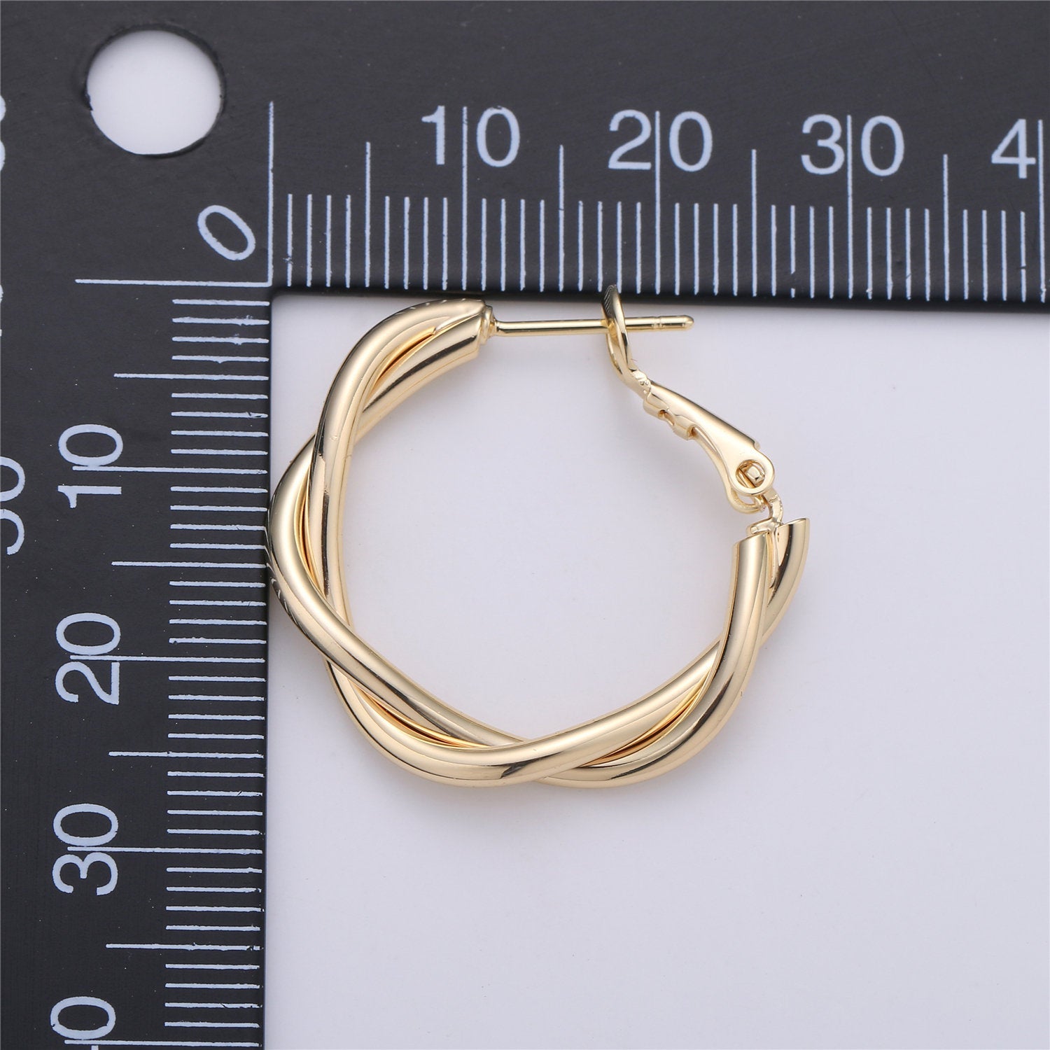Dainty Gold Hoop Earring- Twisted Hoop Earring - Thin Earring - Gold Filled Hoop Ring - Minimalist Jewelry - 27mm Hoop Unique Earring Supply - DLUXCA
