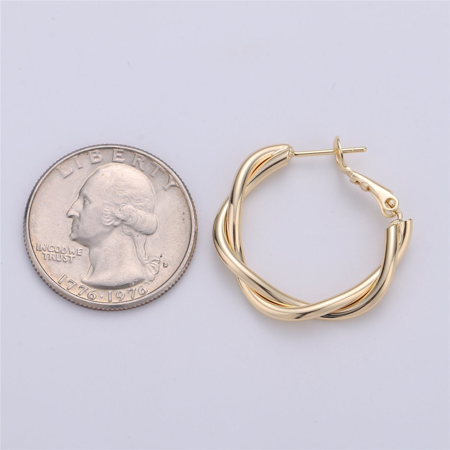 Dainty Gold Hoop Earring- Twisted Hoop Earring - Thin Earring - Gold Filled Hoop Ring - Minimalist Jewelry - 27mm Hoop Unique Earring Supply - DLUXCA