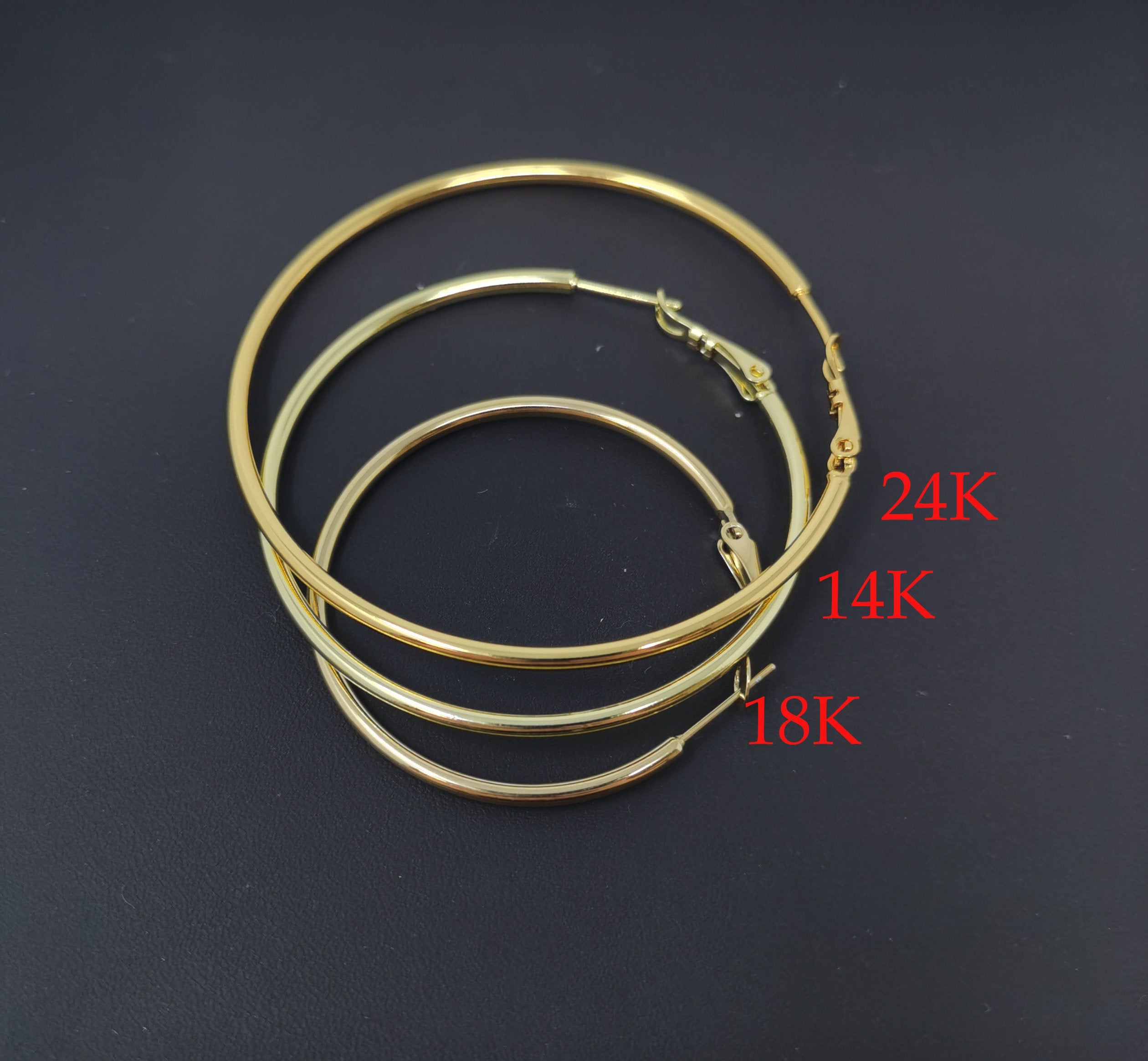Gold Hoop Earring, 14K Gold Filled Hoop Earring One Pair Hoop Earring Sizes 30mm 35mm 40mm 50mm 60mm 70mm Every Day Hoop Earring Lightweight - DLUXCA
