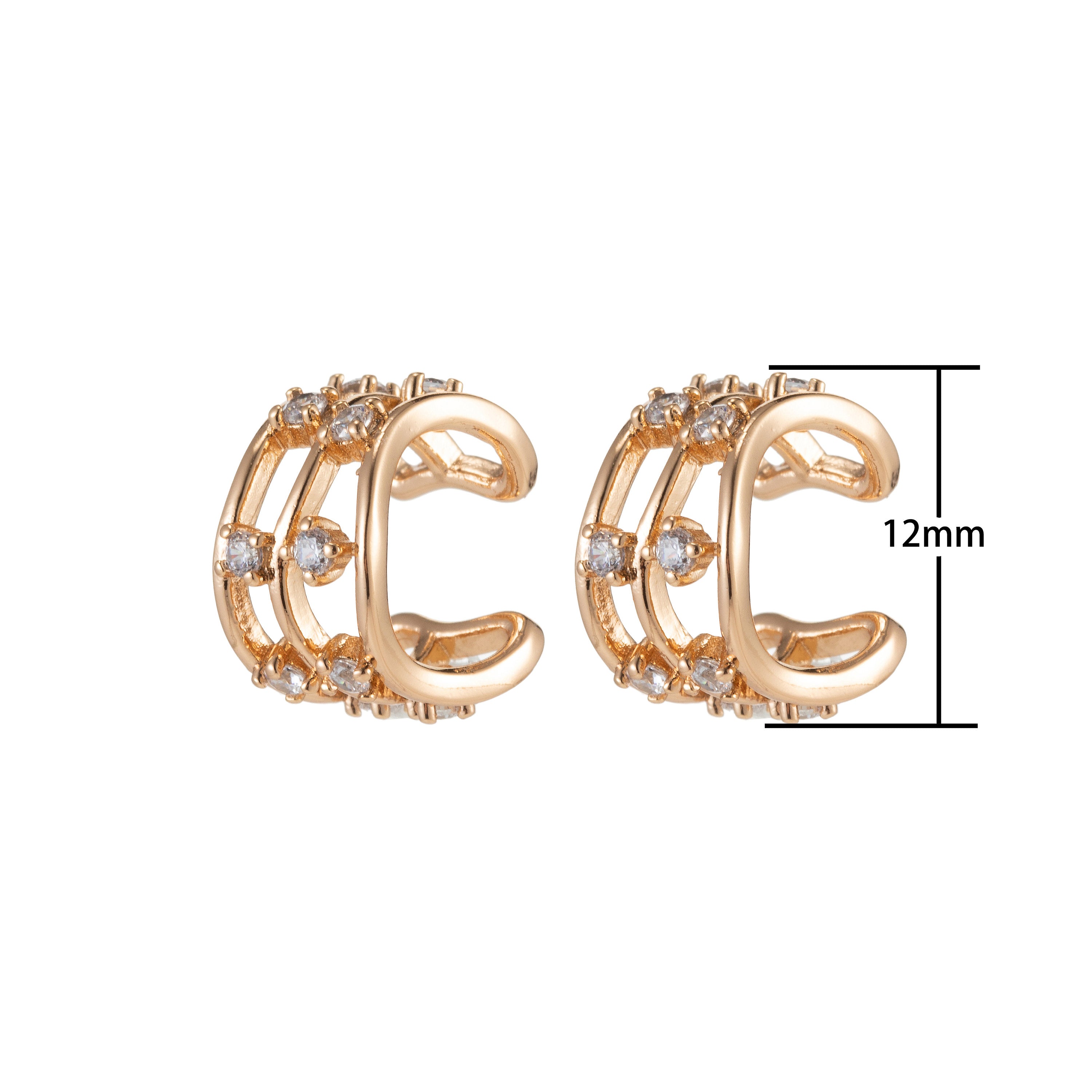 Gold Ear Cuff, Micro Pave Cubic zirconia, dainty minimal gold cuff, cz diamonds, no piercing cartilage earrings - DLUXCA