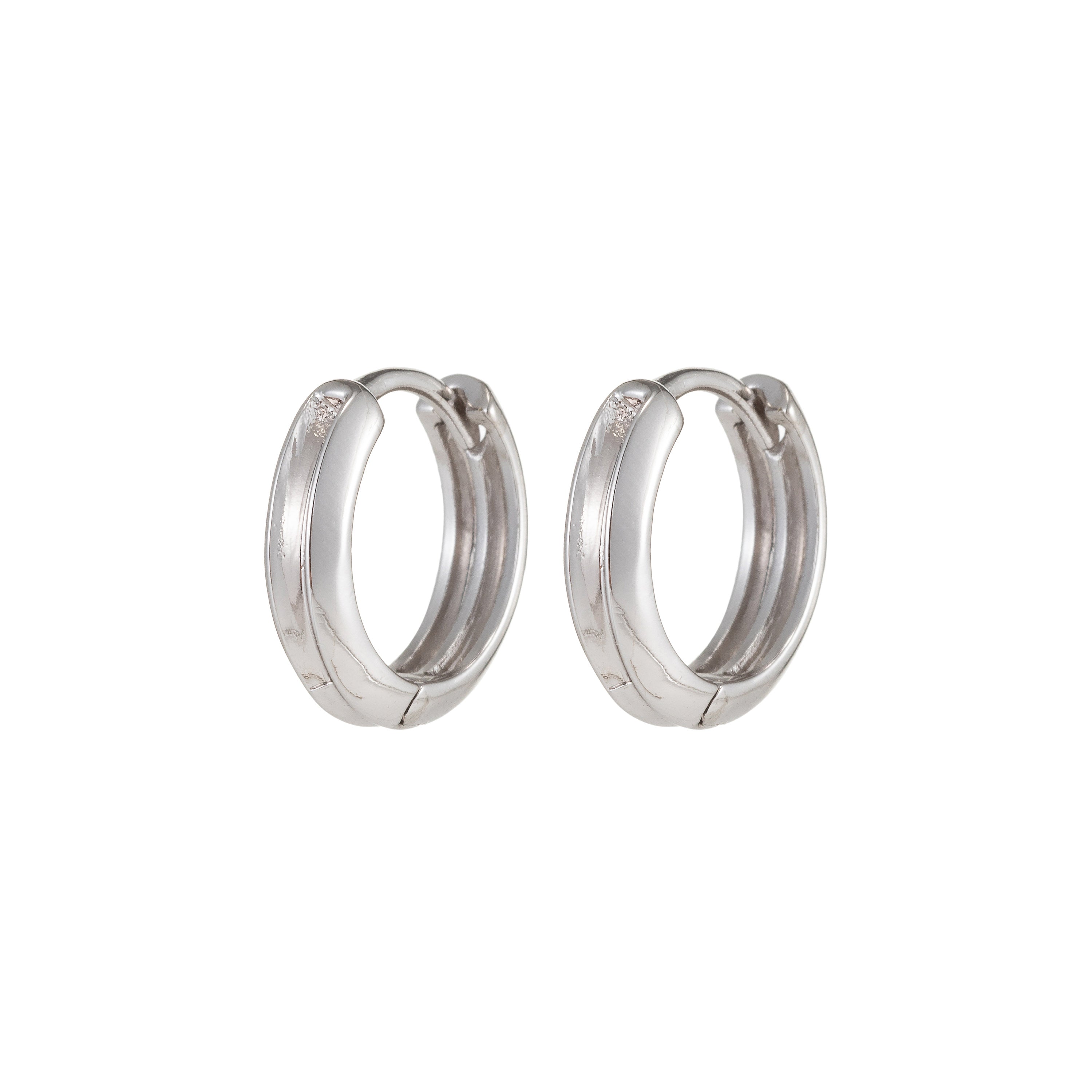 Small Silver Hoop Earrings, Silver Huggie Earrings, Simple Hoop Earrings 15mm - DLUXCA