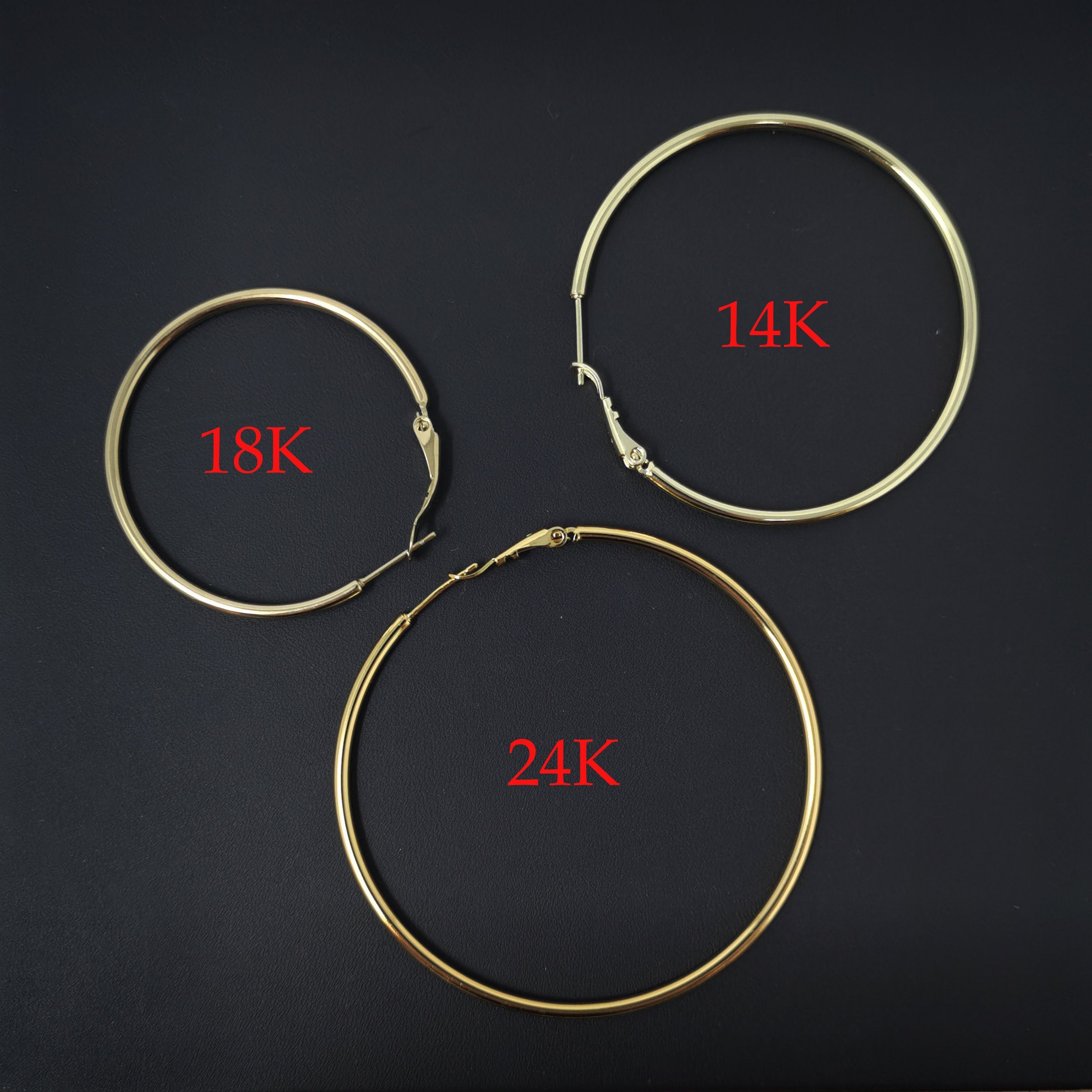 Gold Hoop Earring, 14K Gold Filled Hoop Earring One Pair Hoop Earring Sizes 30mm 35mm 40mm 50mm 60mm 70mm Every Day Hoop Earring Lightweight - DLUXCA