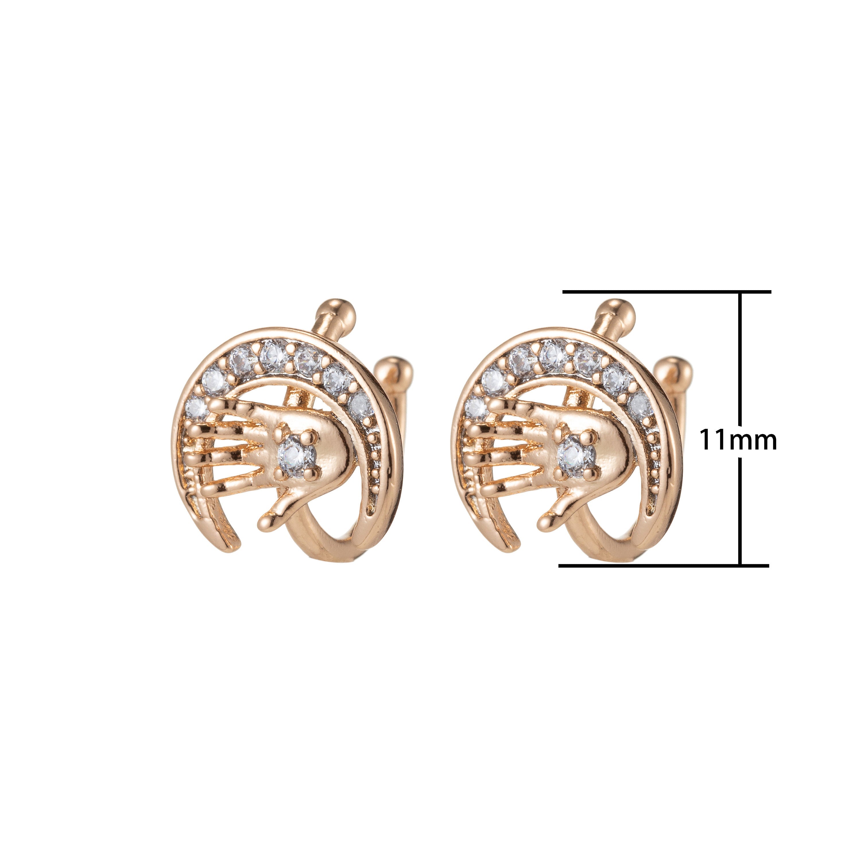 1x Hand Ear Cuffs for Non Pierced Ears Micro Pave Crystal Gold Clip on Conch Cuff Earrings for Women Girls - DLUXCA