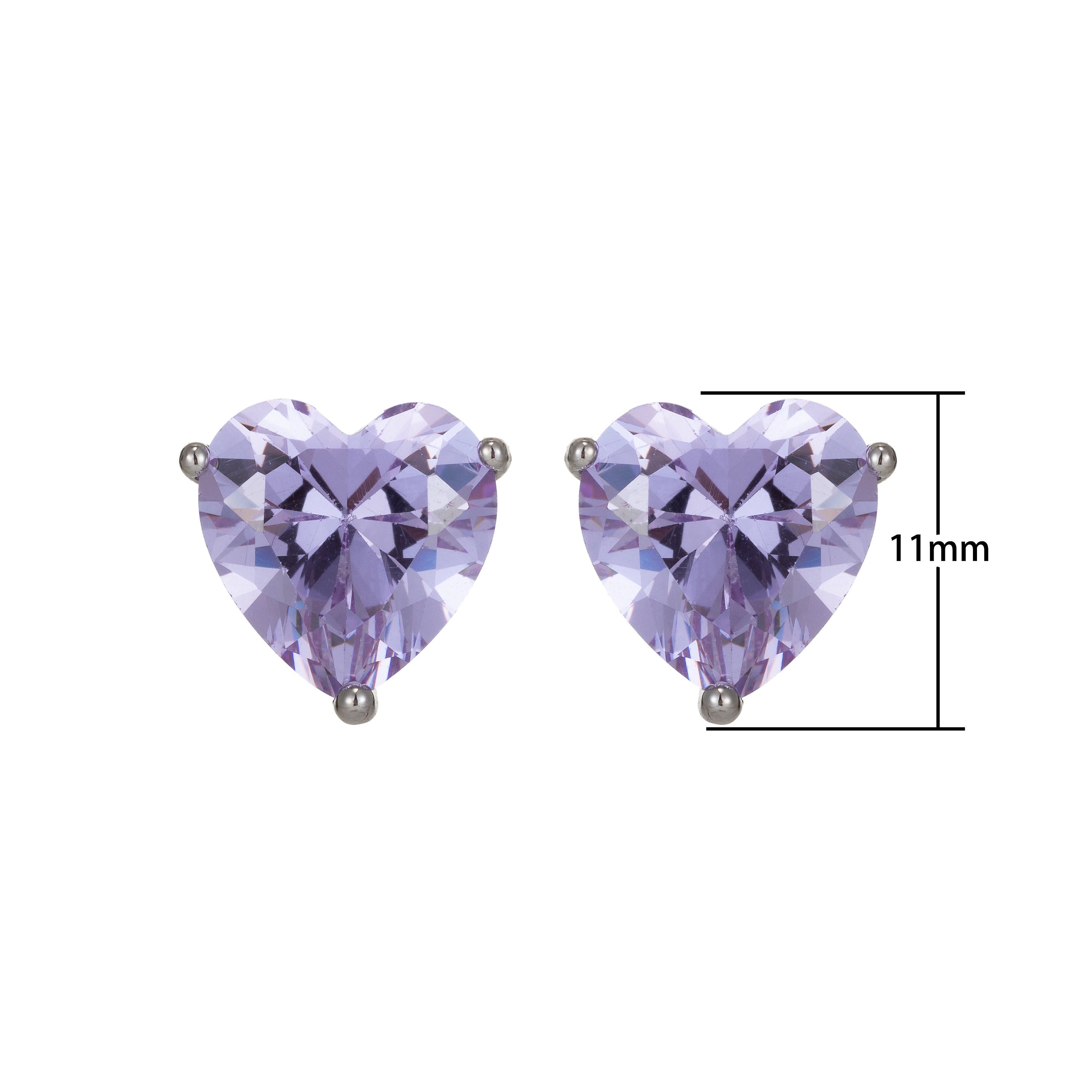 Purple Stud Earring in Cubic Purple Amethyst CZ Stud Earring for February Birthday gift - DLUXCA