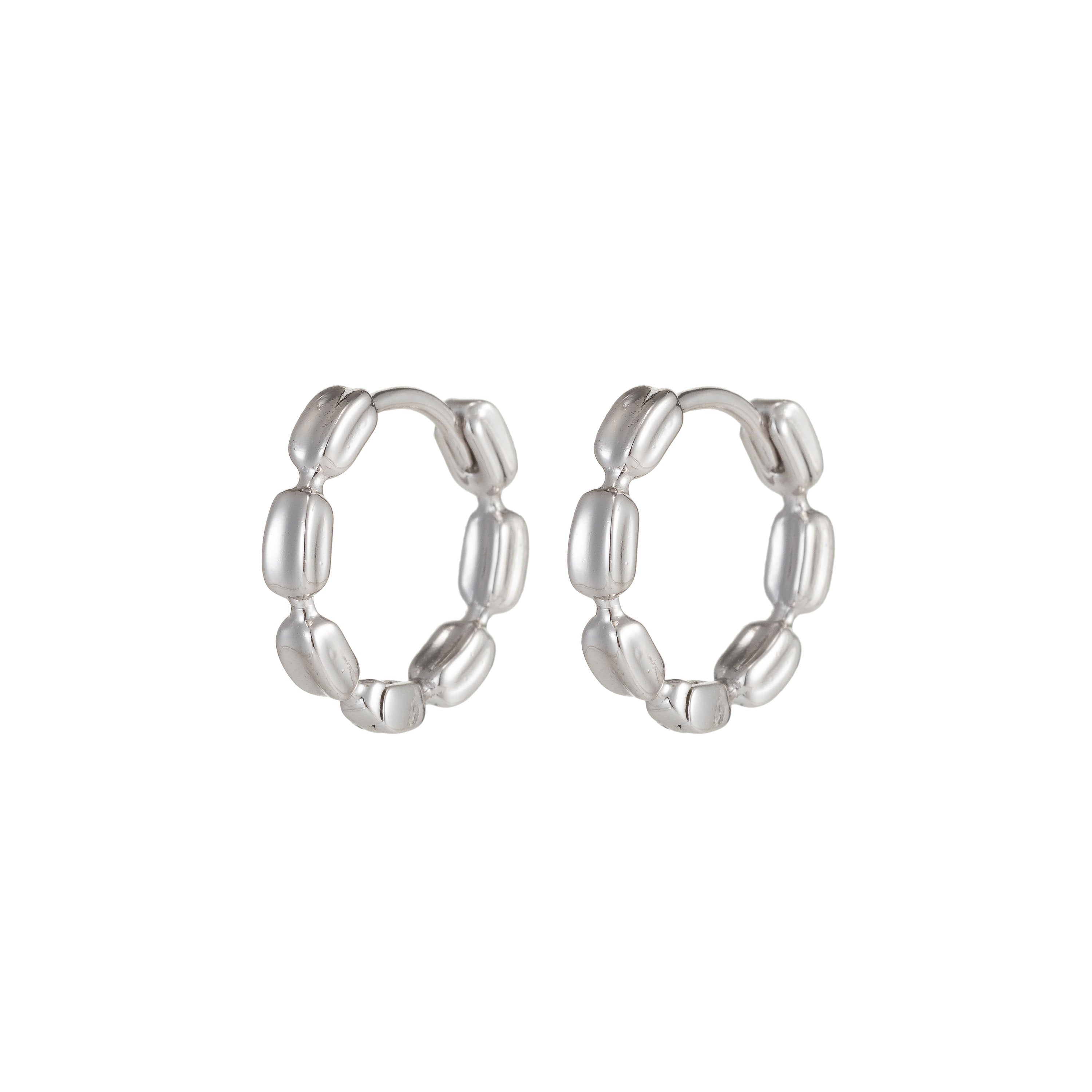 Small Silver Hoop Earrings, Silver Huggie Earrings, Simple Hoop Earrings 15mm - DLUXCA