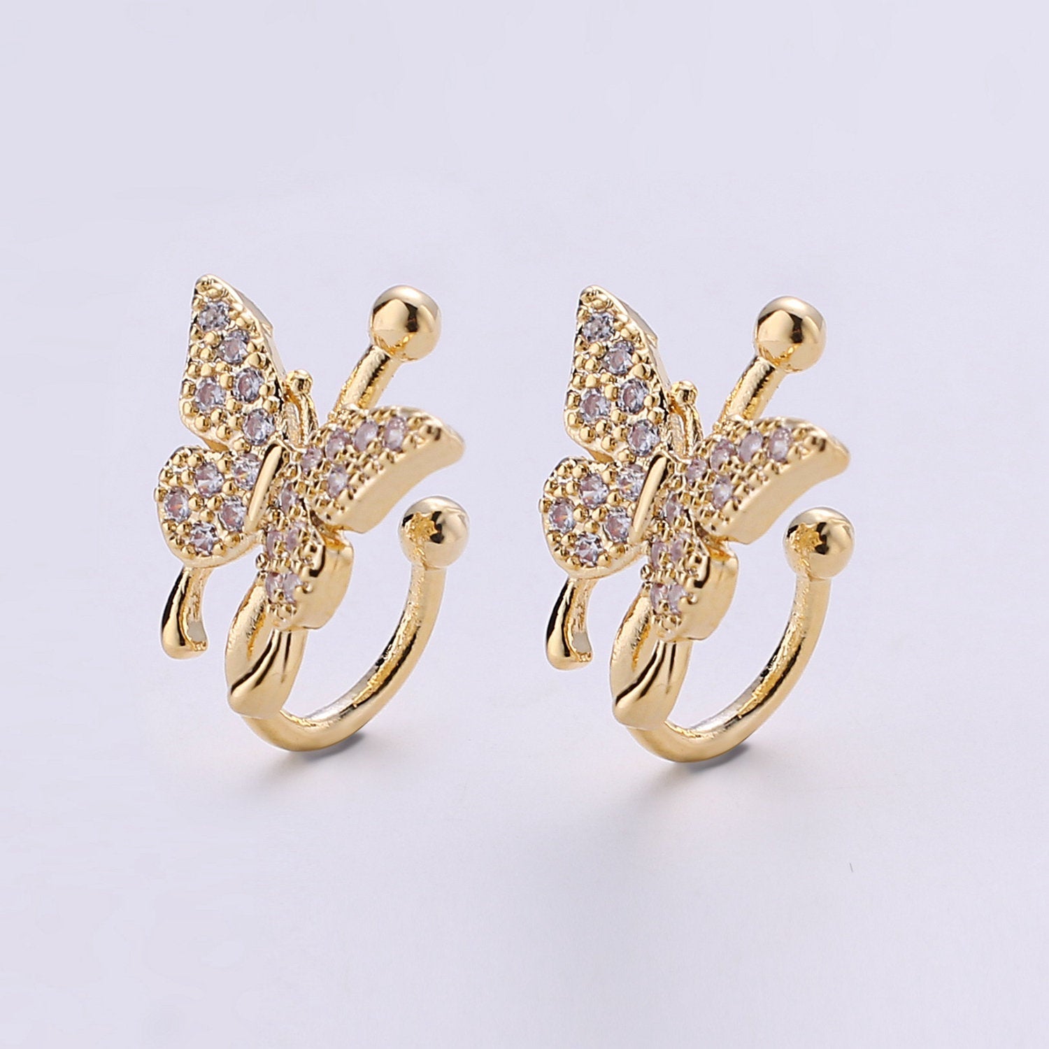 1x Butterfly Ear Cuff Ear Wraps - Butterfly Jewelry - Fake Pierced Earrings - Fake Piercing - Gifts For Teens -Teenage Girl Gift Idea - DLUXCA