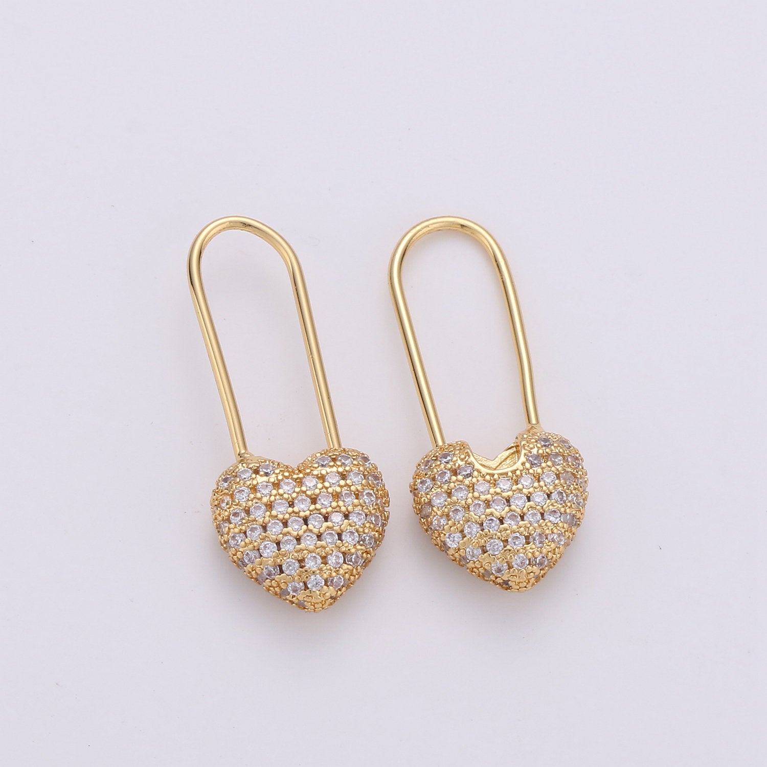 1 Pair Gold Heart earrings Pin earrings Heart jewelry Unique earrings Unique jewelry Gold earrings Dainty earrings Delicate Earrings - DLUXCA