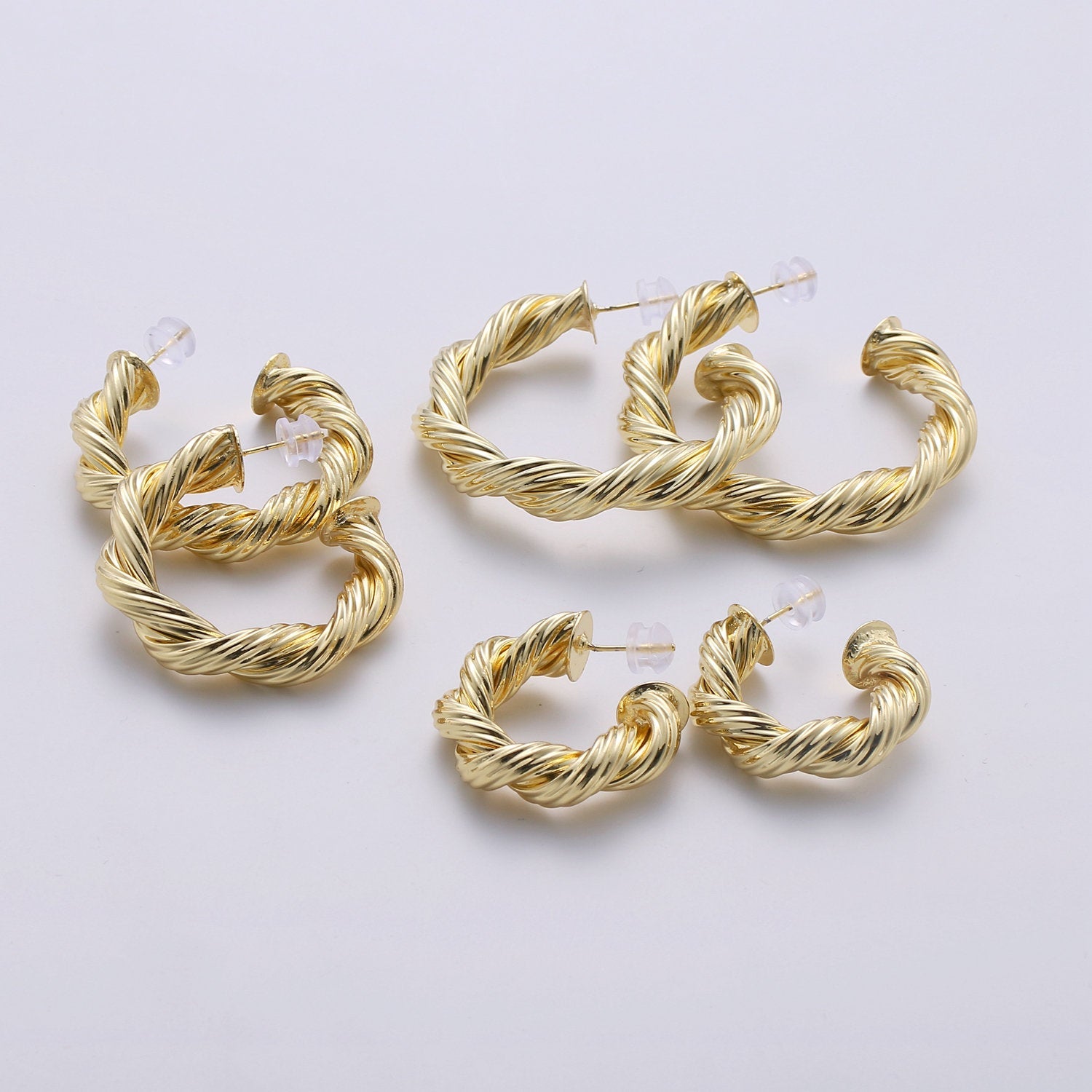Gold Hoop Earrings, Small tube Hoop Earrings, Medium Twisted Hoop Earrings, chunky Gold Hoop Earrings, Thick 14k Gold Filled Hoop Earrings - DLUXCA