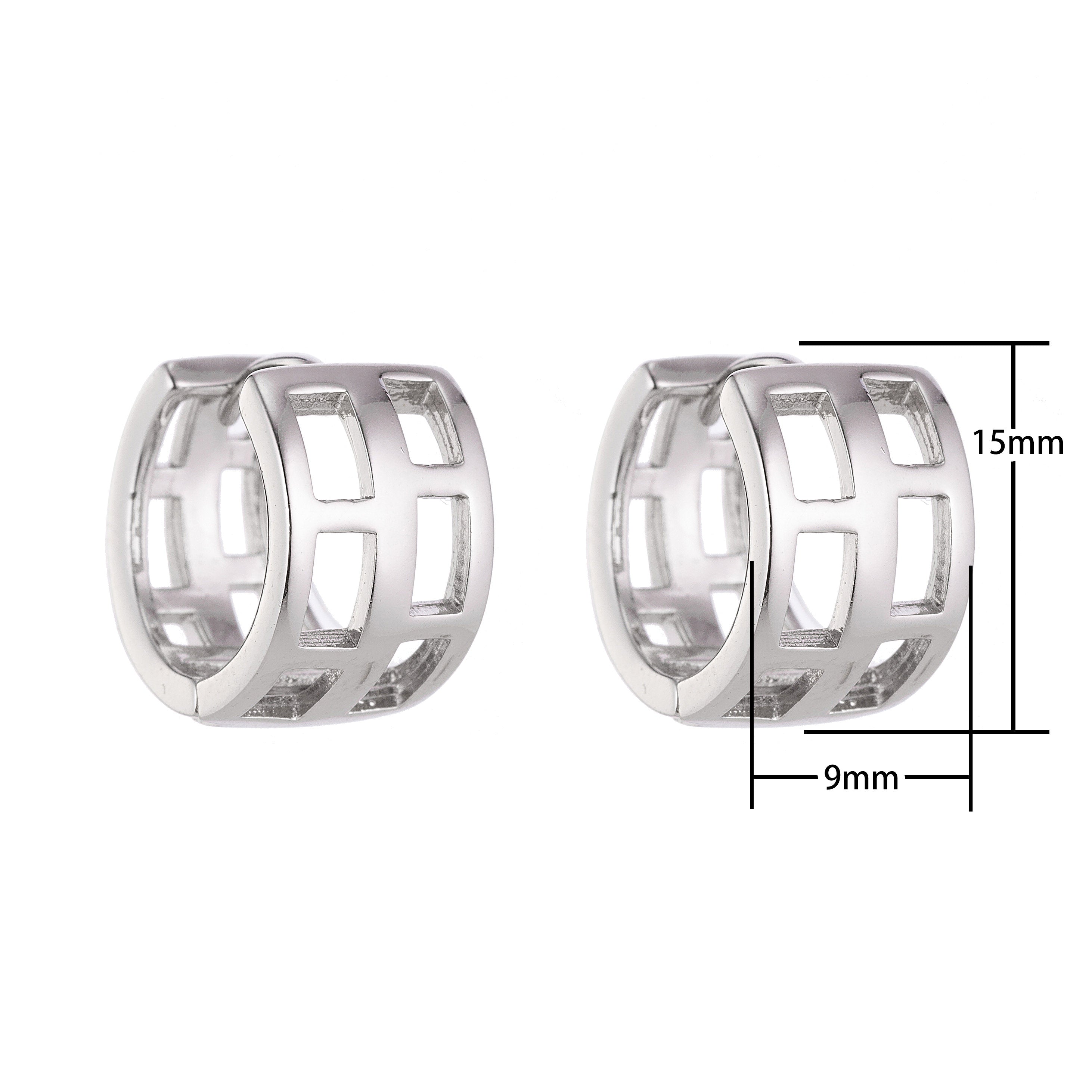 Silver Plated Cage Small Huggies Earrings, Small Hoop Earrings, Silver Jewelry, Lightweight Earrings, Tiny Earrings, Earring-401 - DLUXCA