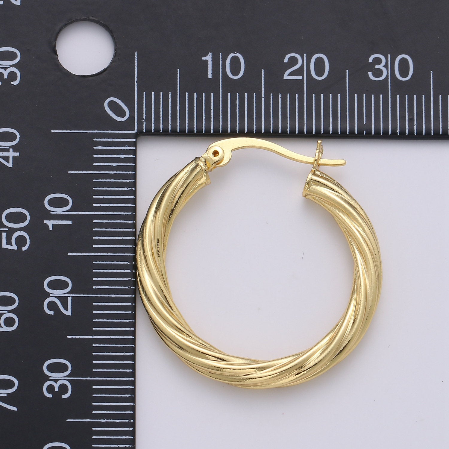 24k Vermeil Gold Earrings, Hoop Earrings, Small Hoop, Circle Rope Texture Earring, Gift for Her, Earrings for Women, Everyday Wear Earrings - DLUXCA