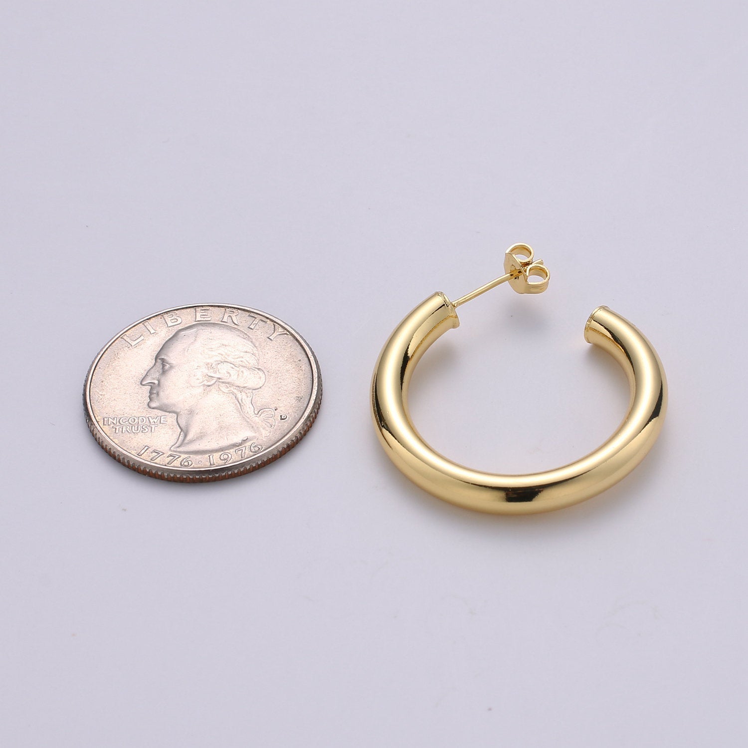 Chunky Gold Hoop,Gold Earrings, 14K Gold Filled Earring, Chunky Earrings, Dainty Hoop, Chunky Hoop, Gold Small Hoop, Earring for women 30mm - DLUXCA