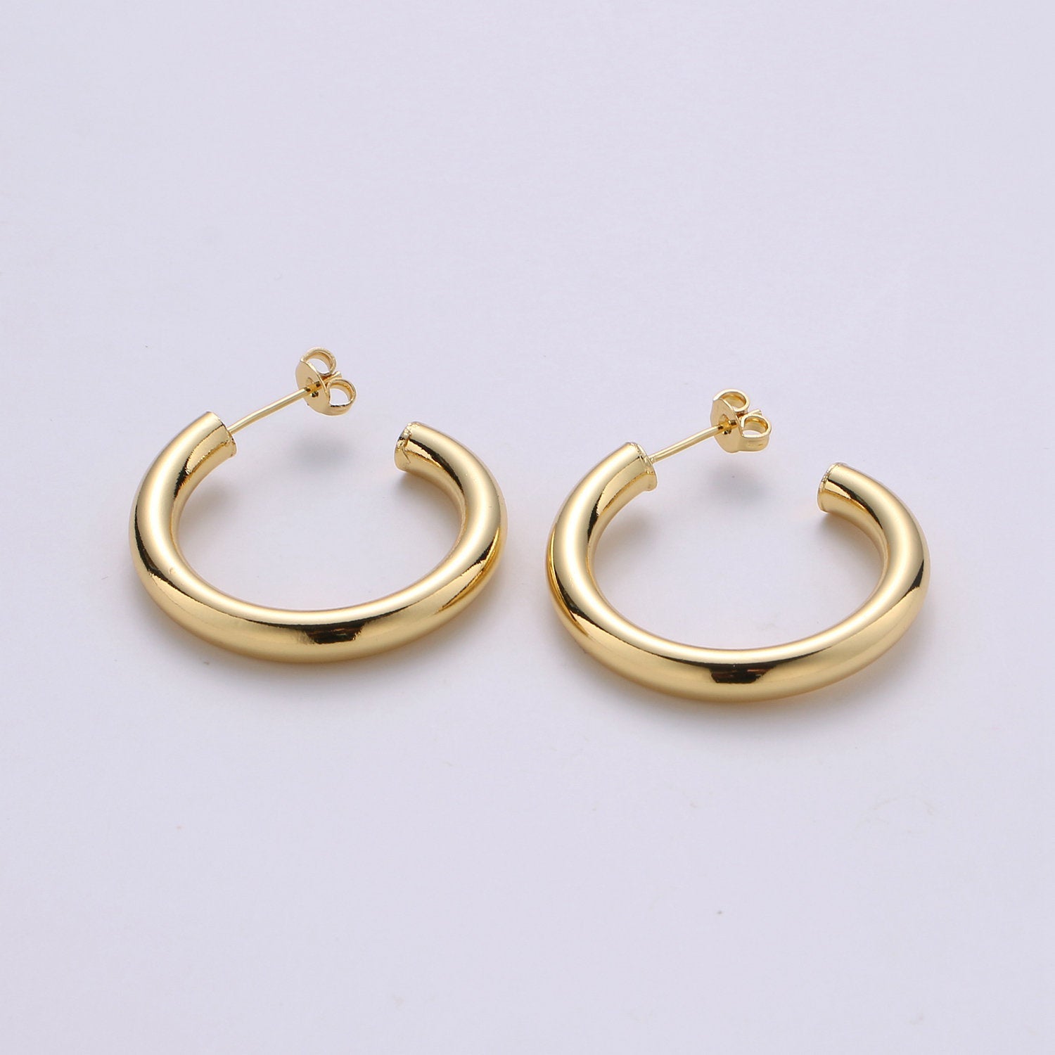 Chunky Gold Hoop,Gold Earrings, 14K Gold Filled Earring, Chunky Earrings, Dainty Hoop, Chunky Hoop, Gold Small Hoop, Earring for women 30mm - DLUXCA