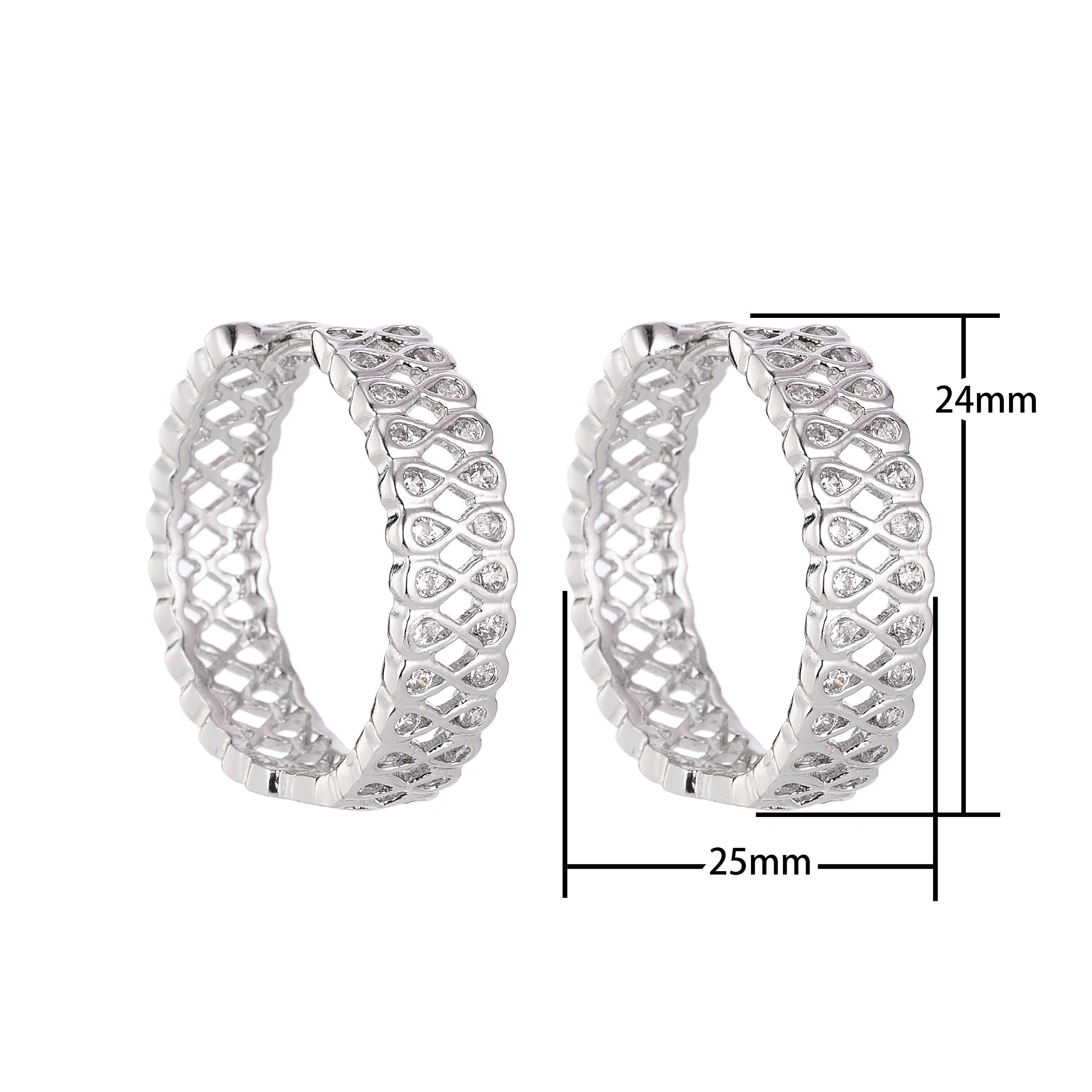 Silver Infinity Huggie Loop Earrings, Cubic Zirconia Jewels, Silver Earrings, Lightweight Earrings, Loop Earrings, Cute Earrings, Earring-299 - DLUXCA