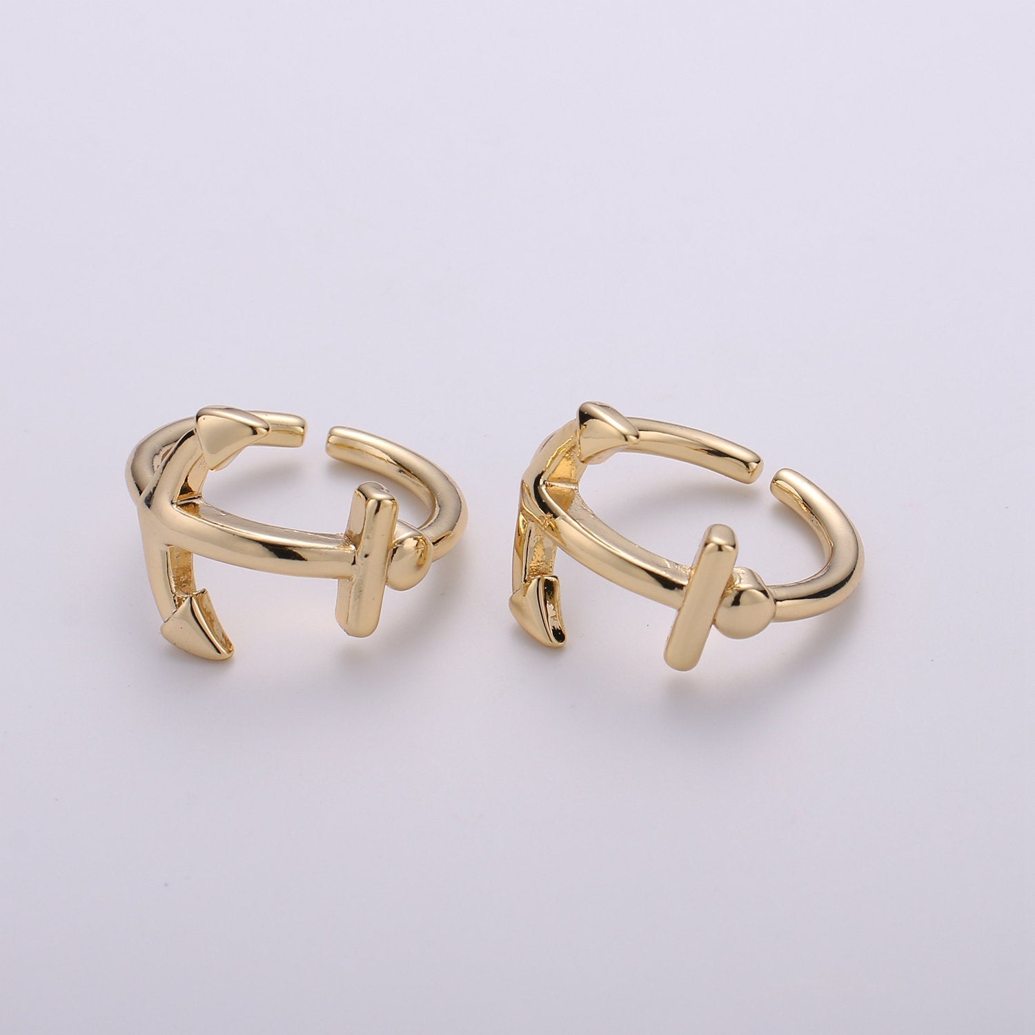 1x Sideways Anchor Ring in Gold or Antique Gold - Sideways Anchor Ring - Horizontal Anchor Ring - Adjustable Ring - DLUXCA