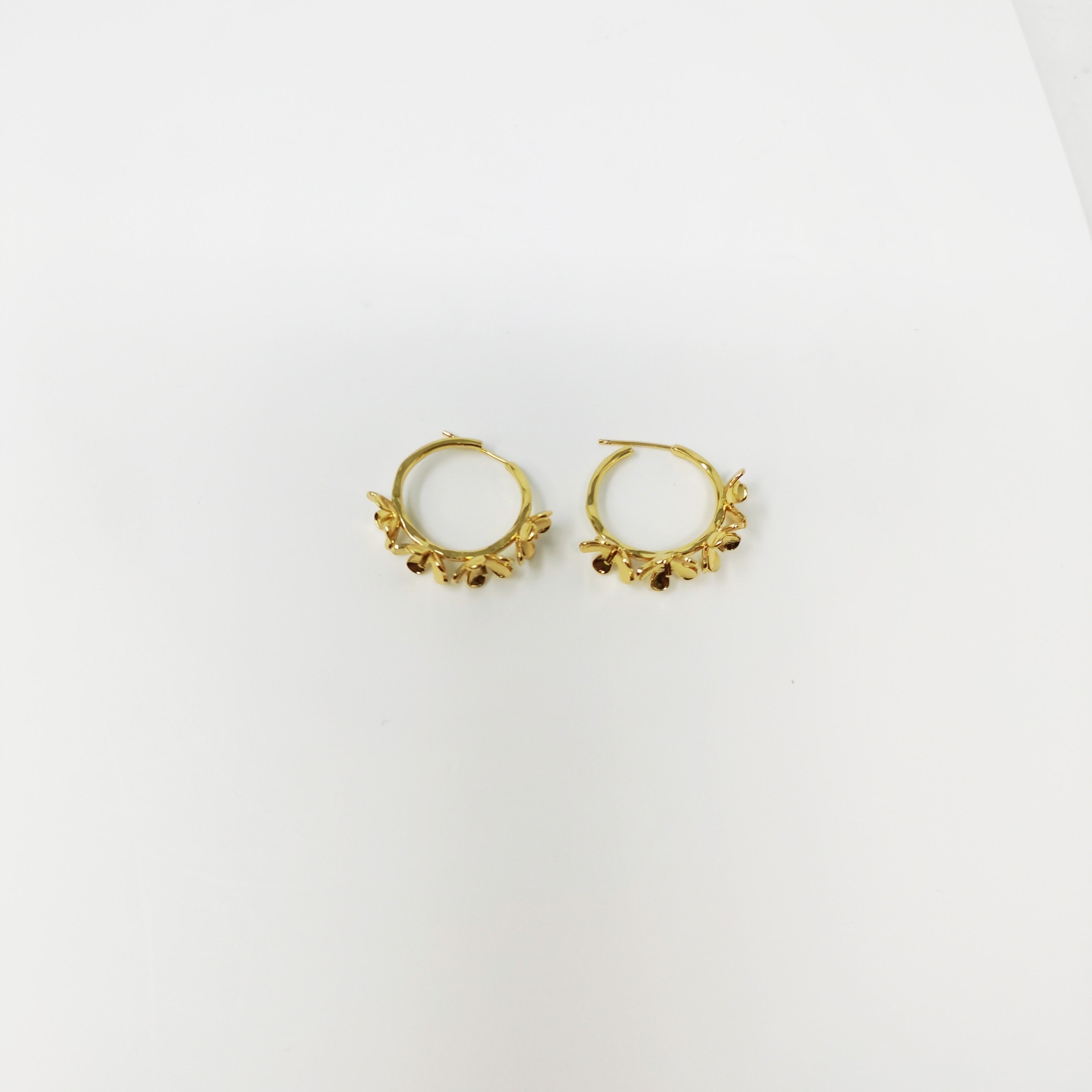 24k Vermeil Gold Earrings, Hoop Earrings, Medium Hoop, Floral Earring, Gift for Her, Earrings for Women, Everyday Wear Earrings, 2xSUPP-620/K-620 - DLUXCA