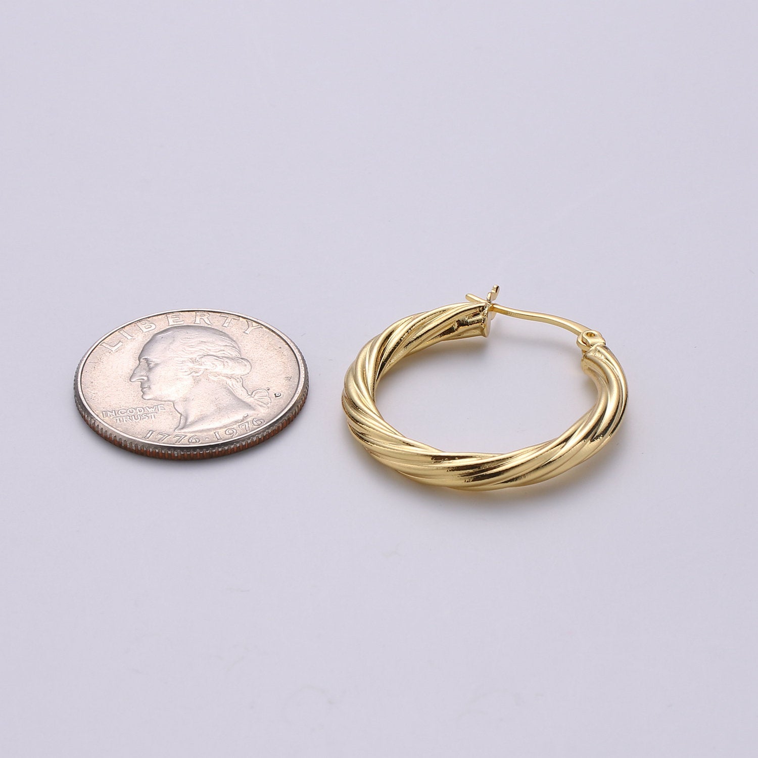 24k Vermeil Gold Earrings, Hoop Earrings, Small Hoop, Circle Rope Texture Earring, Gift for Her, Earrings for Women, Everyday Wear Earrings - DLUXCA