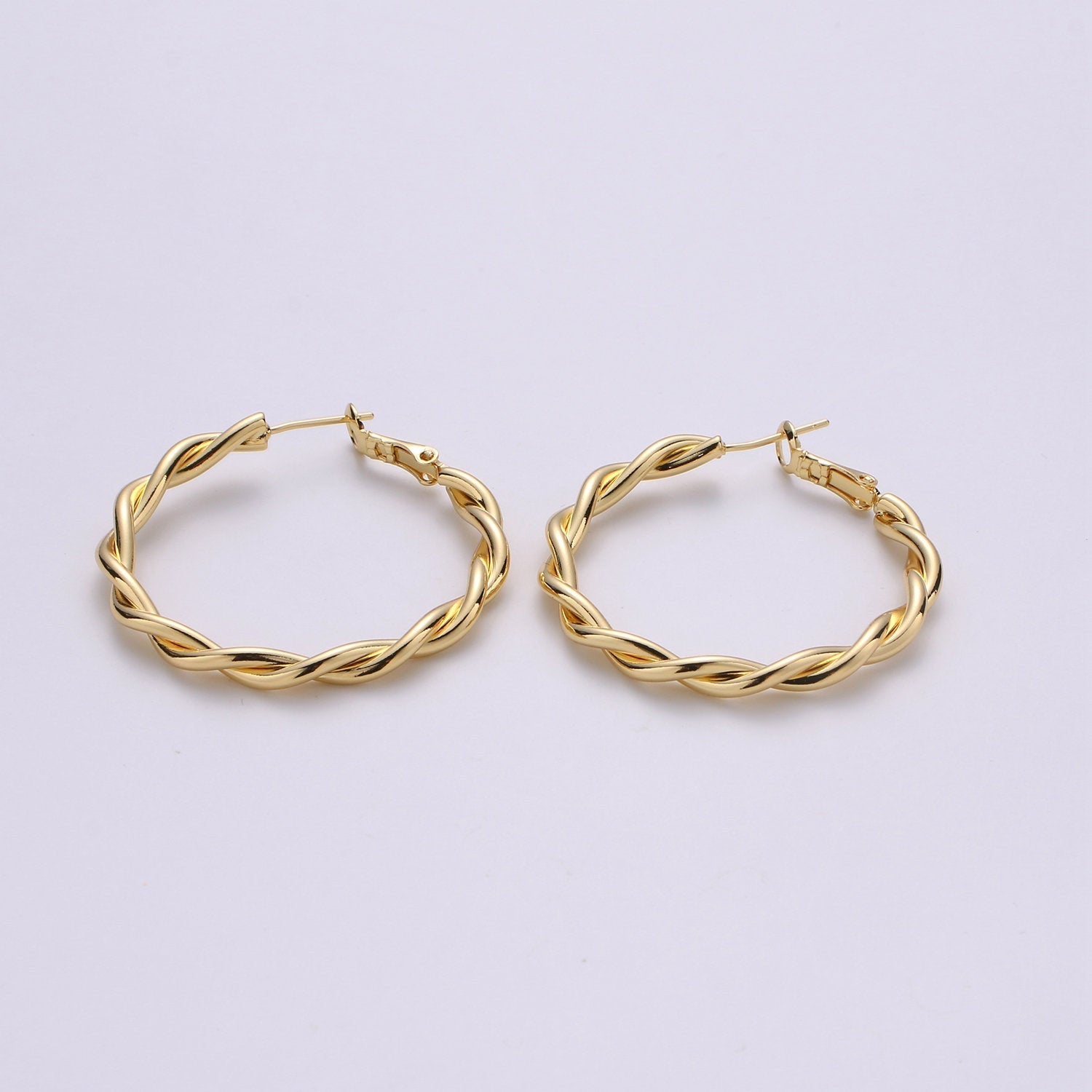 24k Vermeil Gold Earrings, Hoop Earrings, Medium Hoop, Twisted Rope Texture Earring, Gift for Her, Earrings for Women, Everyday Wear Earring - DLUXCA