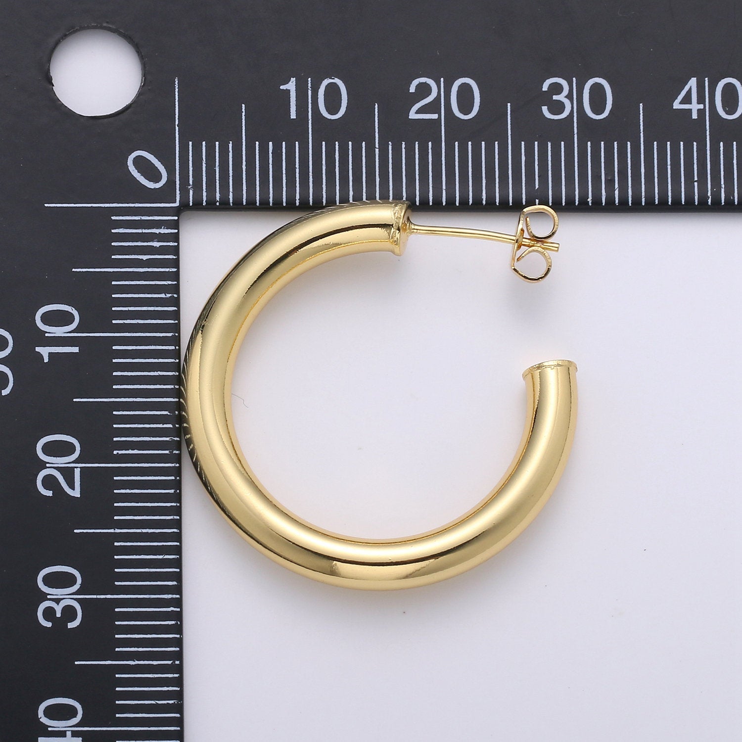 Chunky Gold Hoop,Gold Earrings, 14K Gold Filled Earring, Chunky Earrings, Dainty Hoop, Chunky Hoop, Gold Small Hoop, Earring for women 30mm - DLUXCA