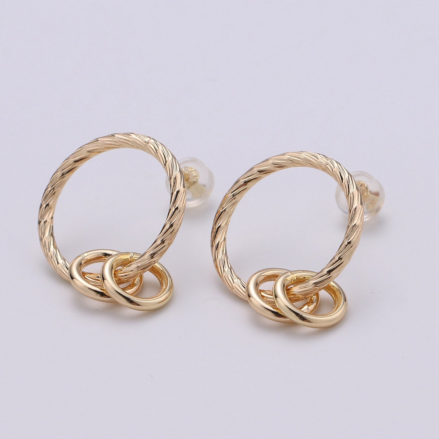 Dainty Gold Hoop Earrings, Gold Disk Earrings, Tiny Hoops with Coin Charm, Geometric Earrings, Gold Huggie Earrings, Minimalist Hoops, Gift - DLUXCA